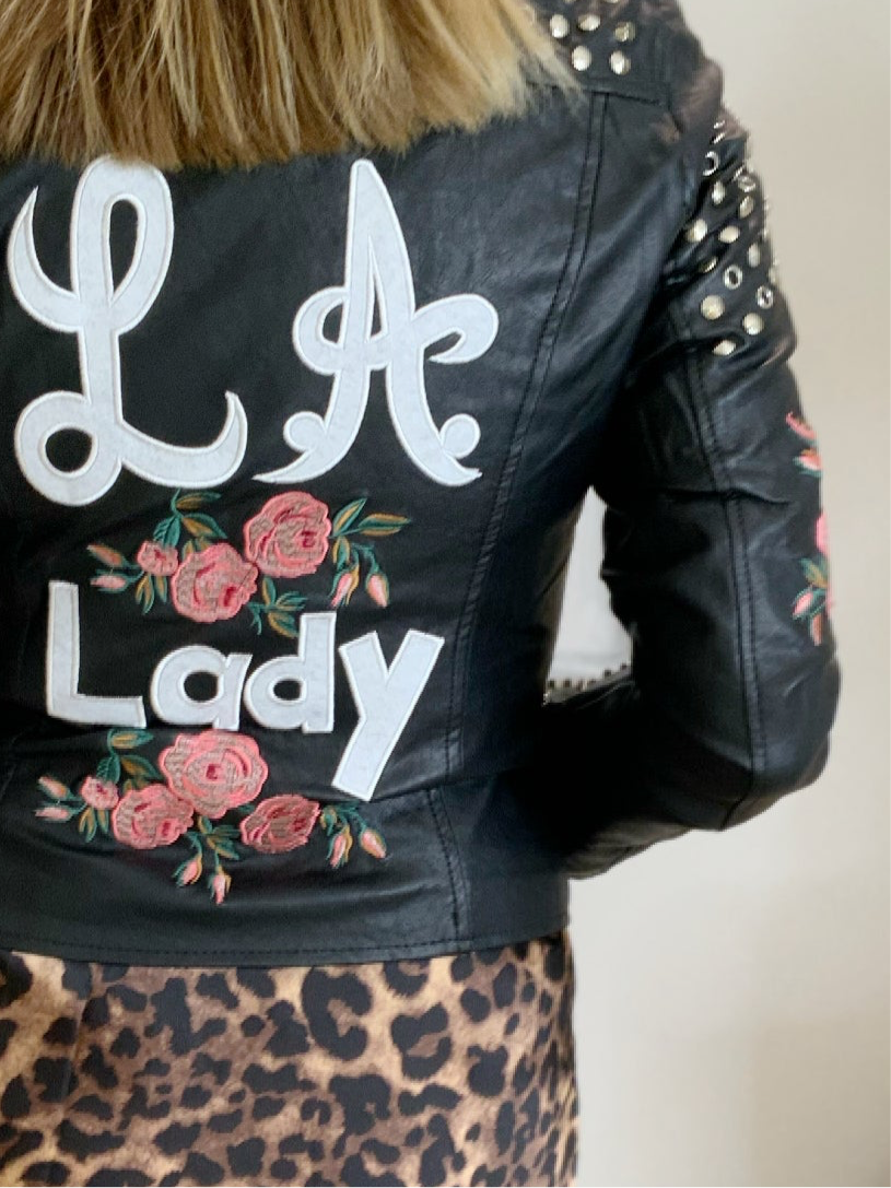 Faux Leather Embellished Jacket