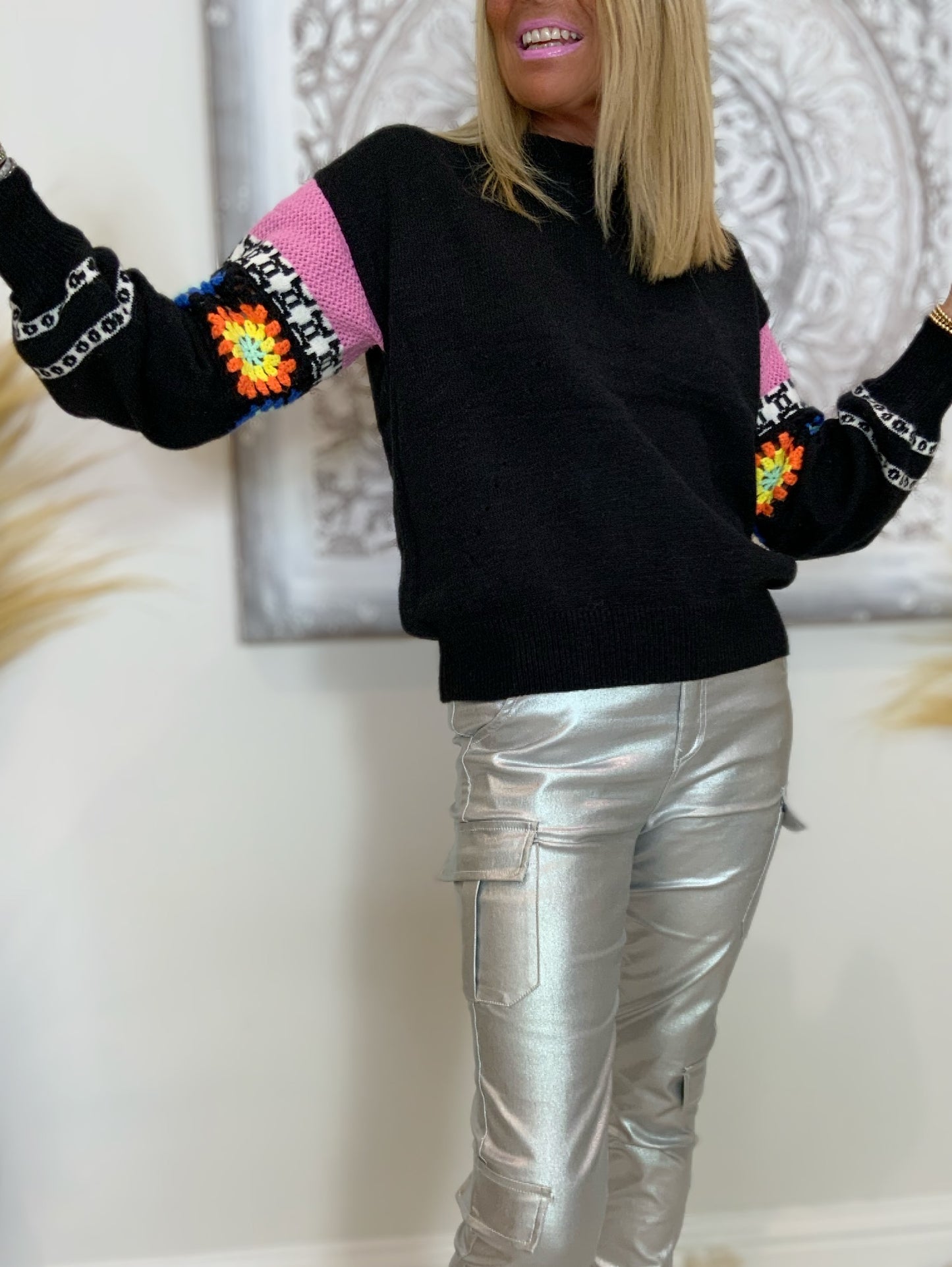 Marita Crochet Sleeve Jumper