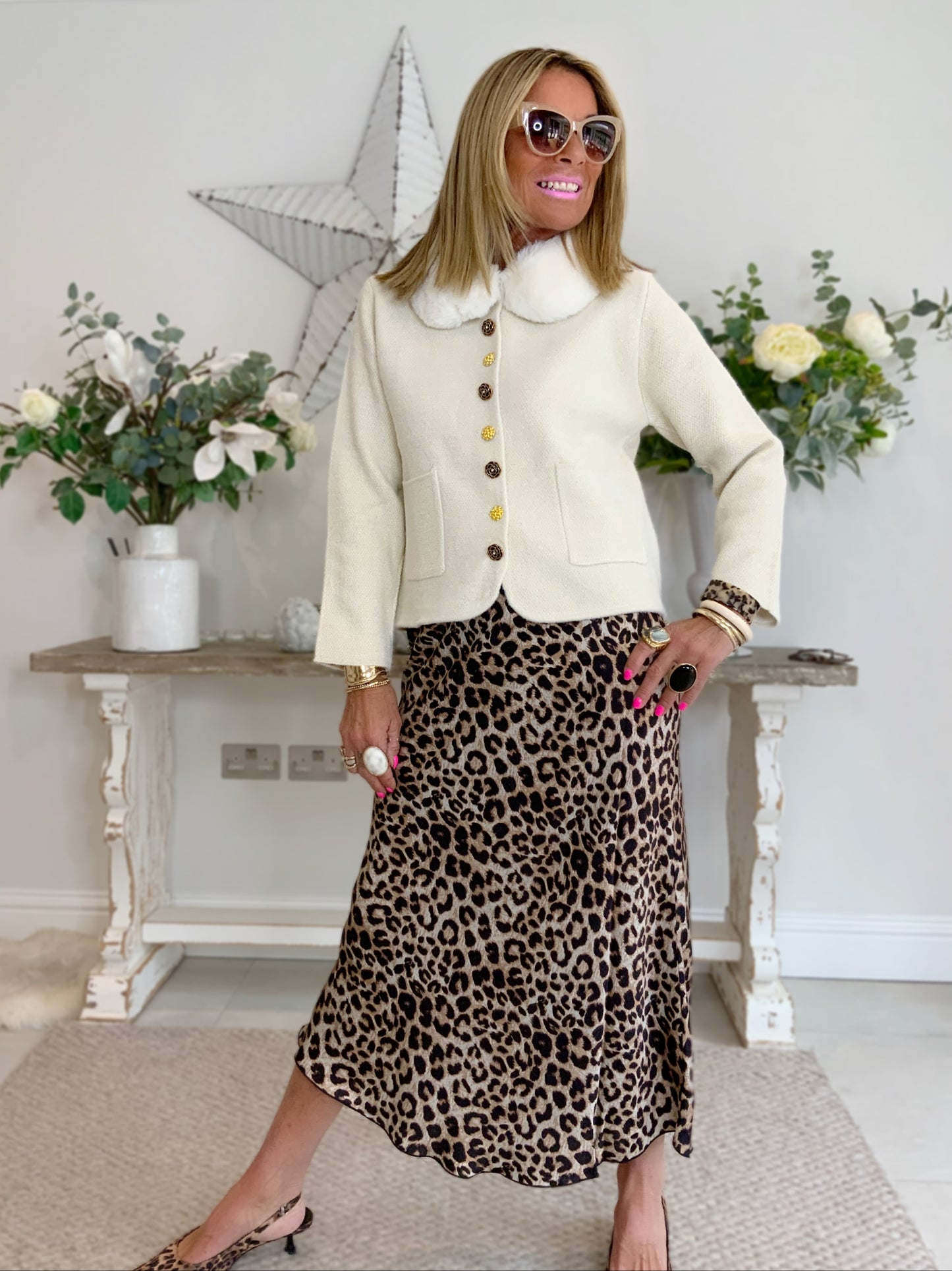 Fur Collar Knit Jacket