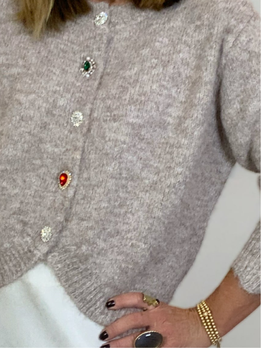 Diamante Button Cardigan