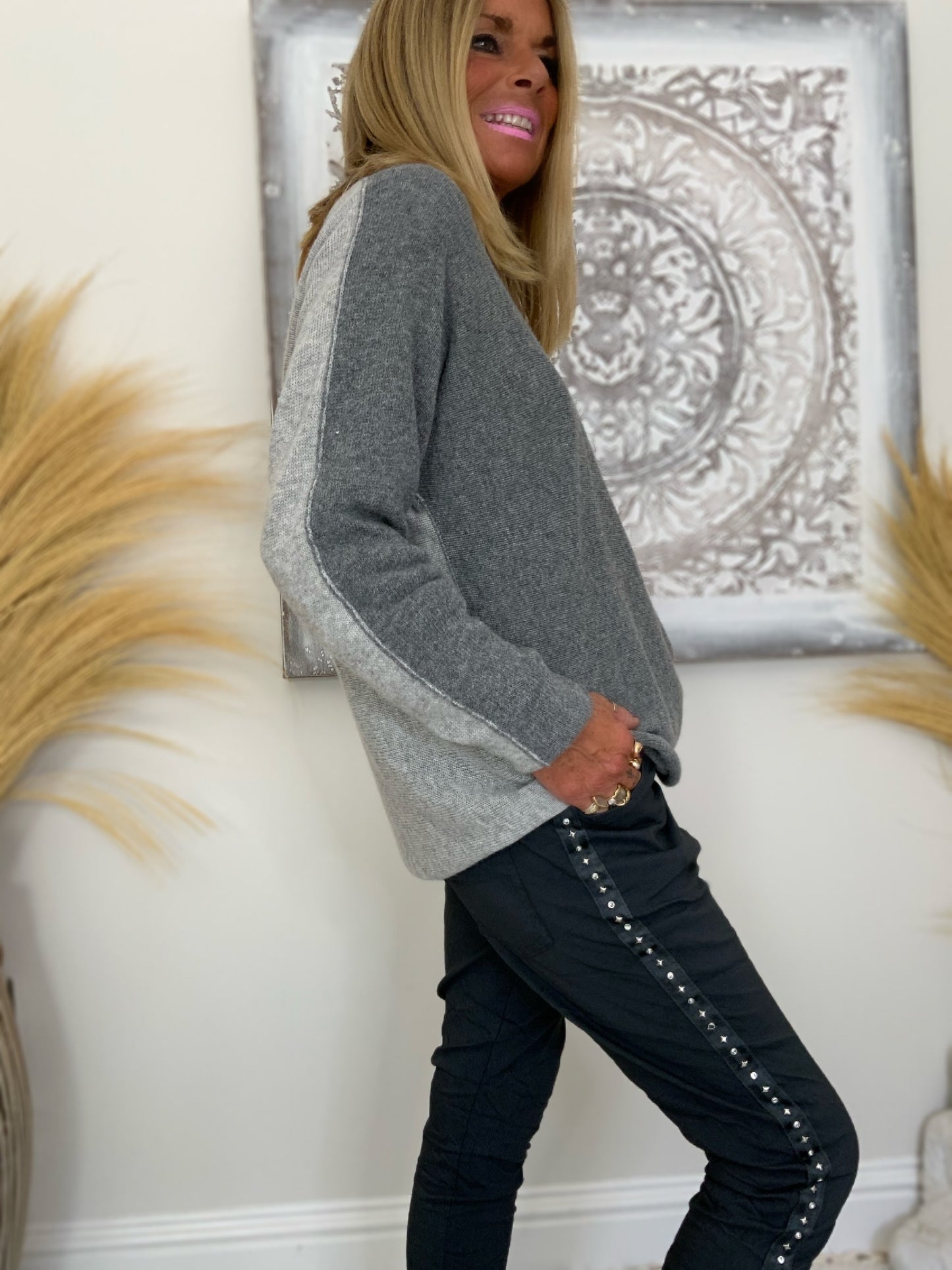 Two-Tone Cashmere Mix Jumper