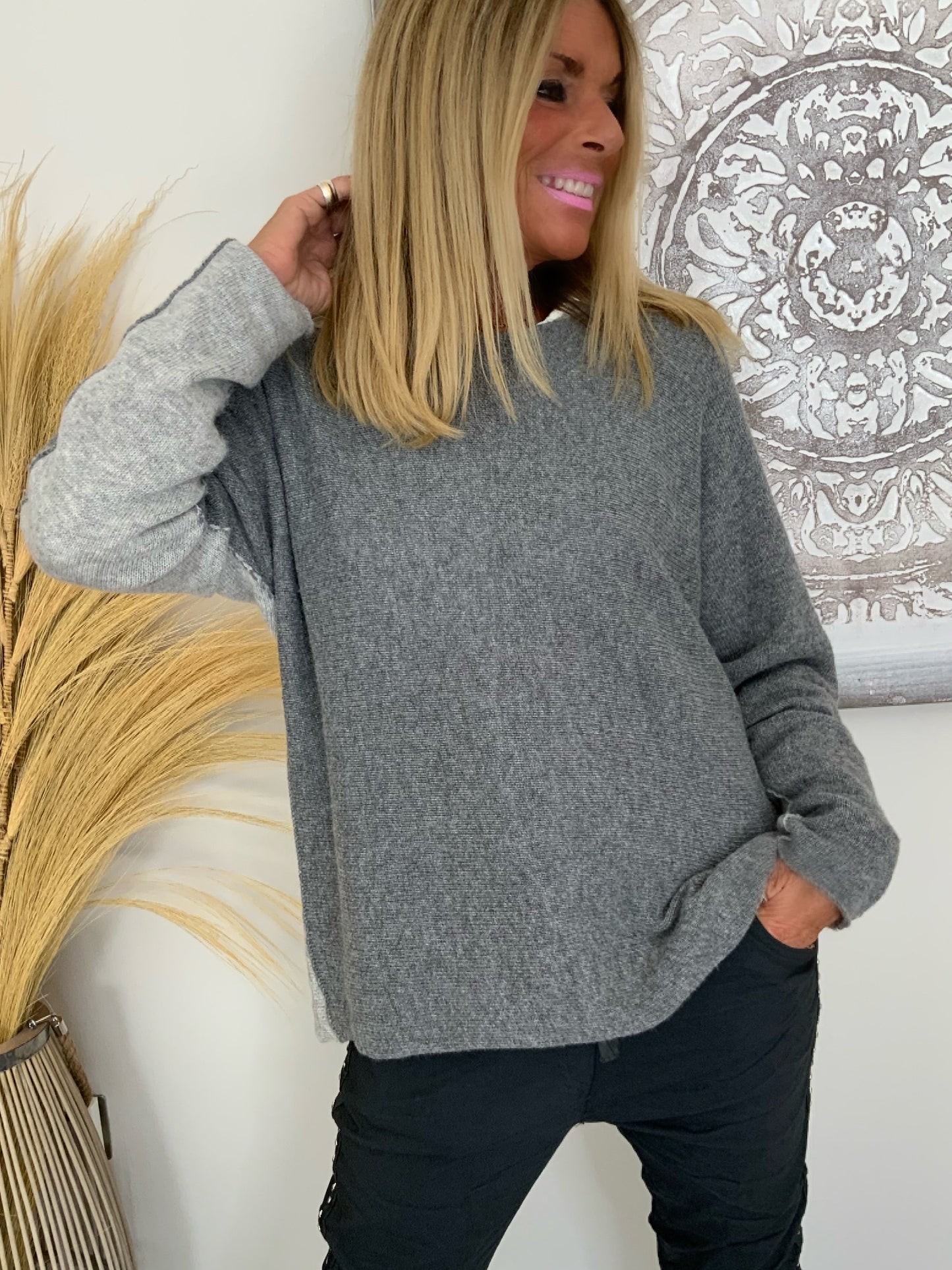 Two-Tone Cashmere Mix Jumper