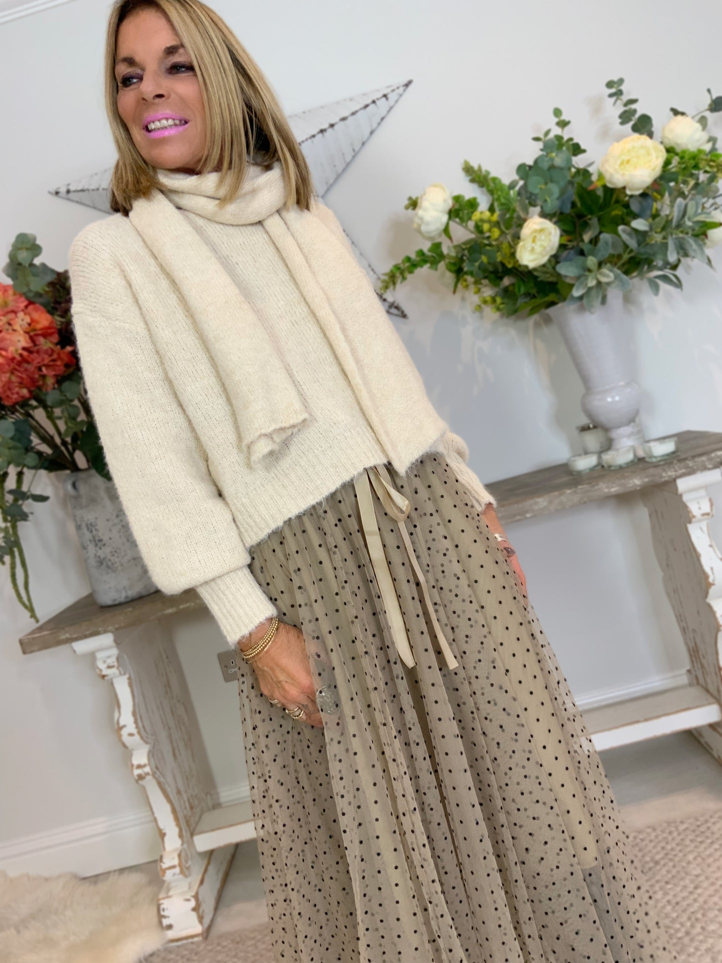 Polka Dot Tulle Maxi Skirt