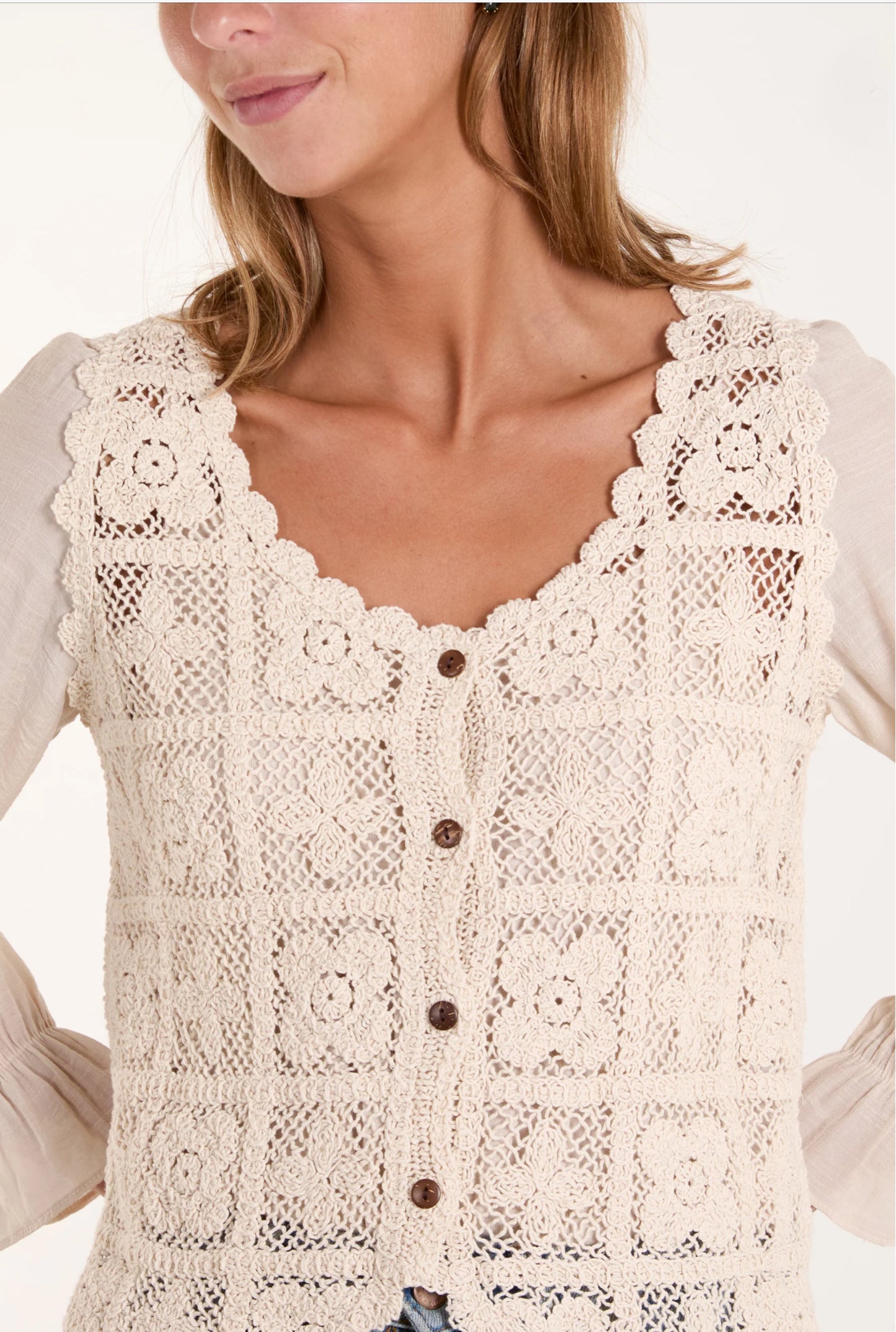 Jada Crochet Scallop Neck Top