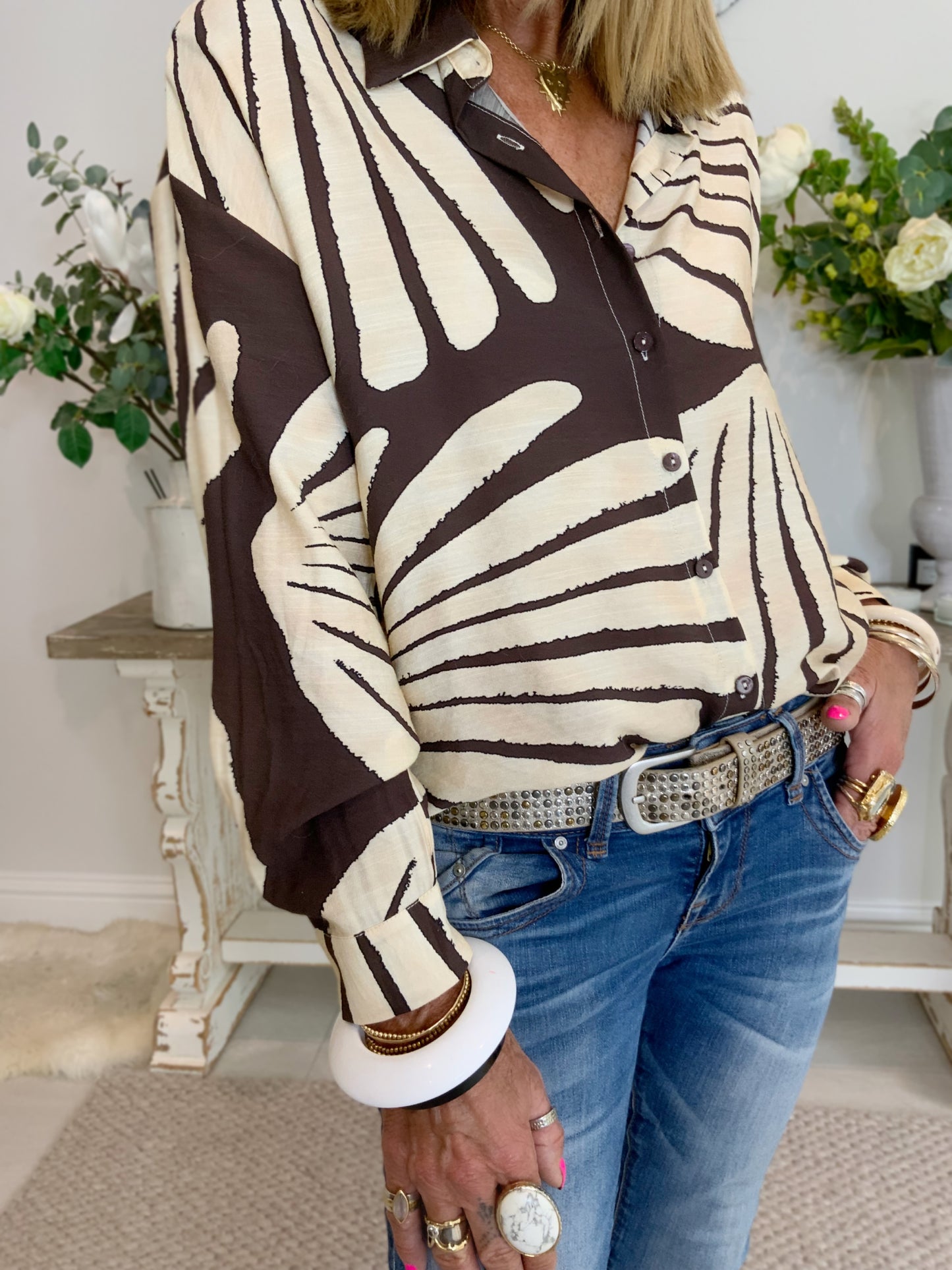 Palm Leaf Shirt Blouse