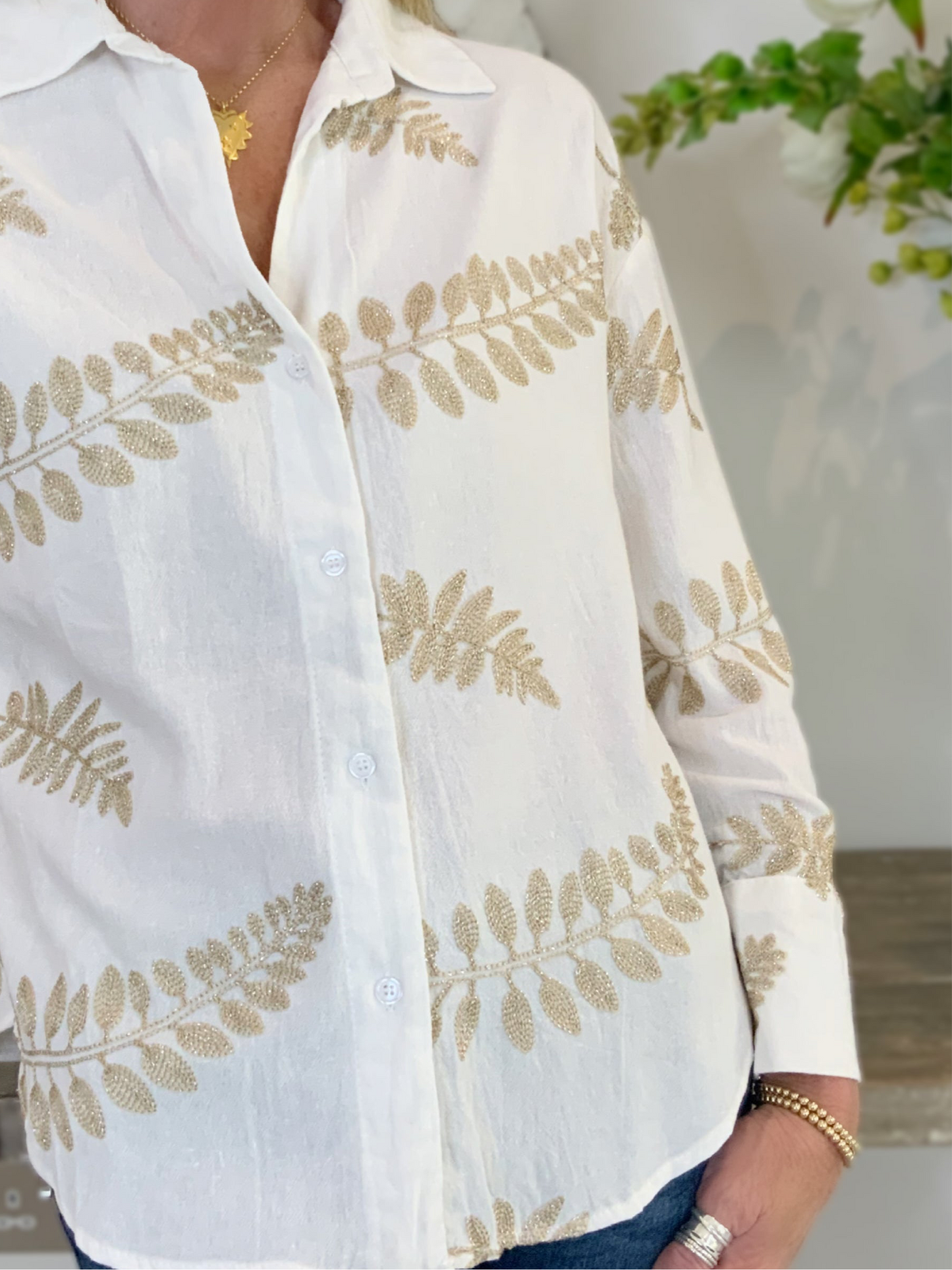 Ayomi Gold Embroidered Shirt