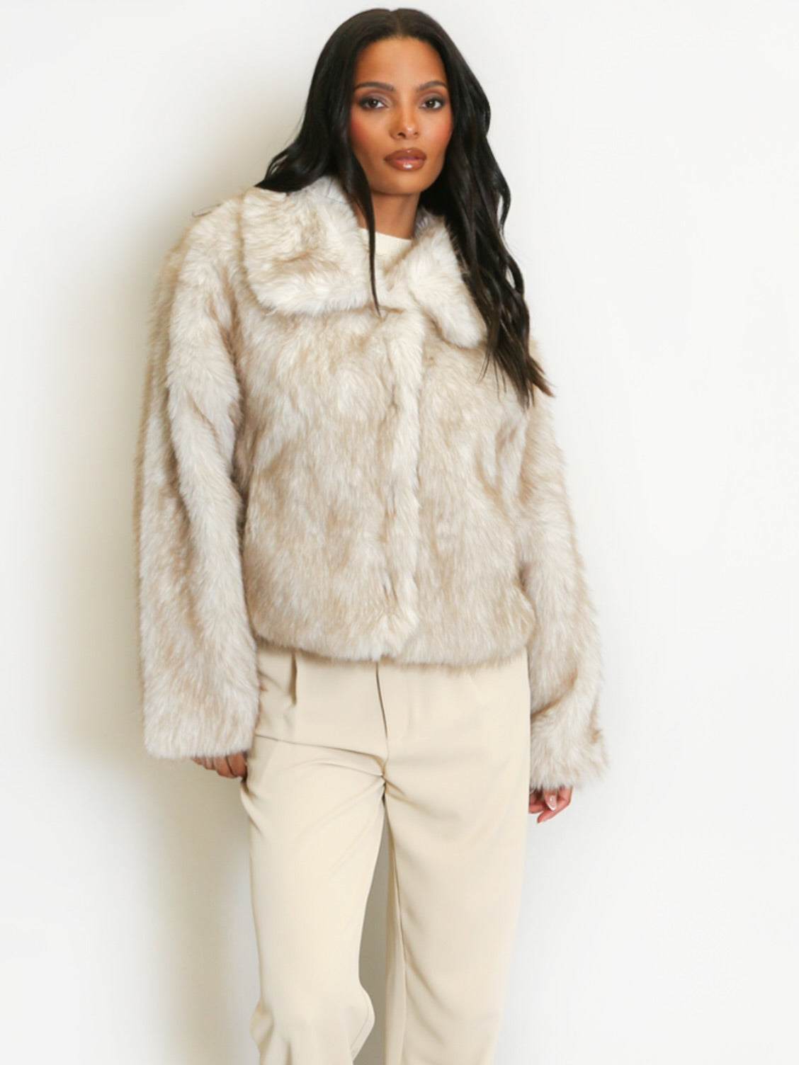 Collared Faux Fur Jacket