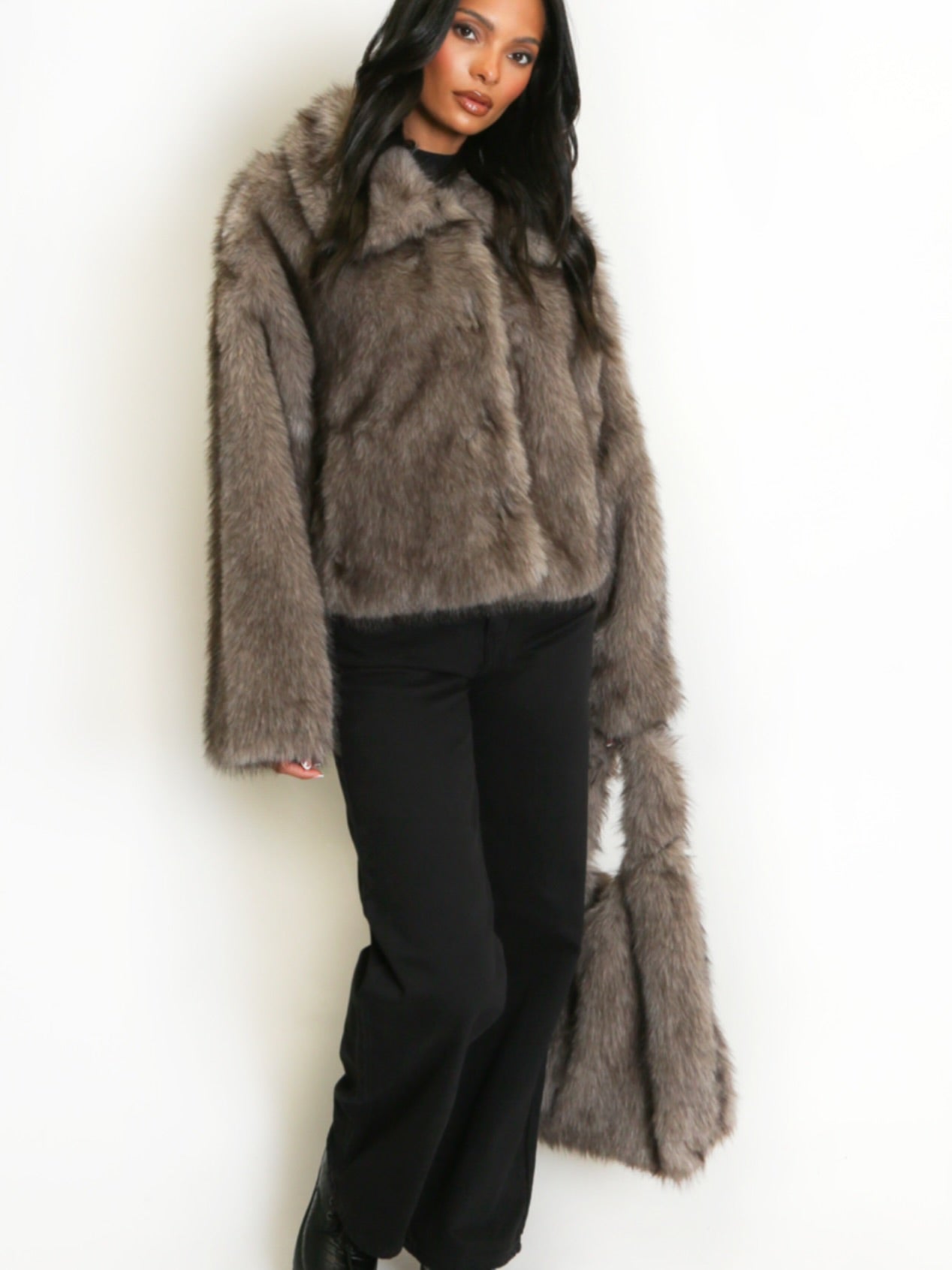 Collared Faux Fur Jacket