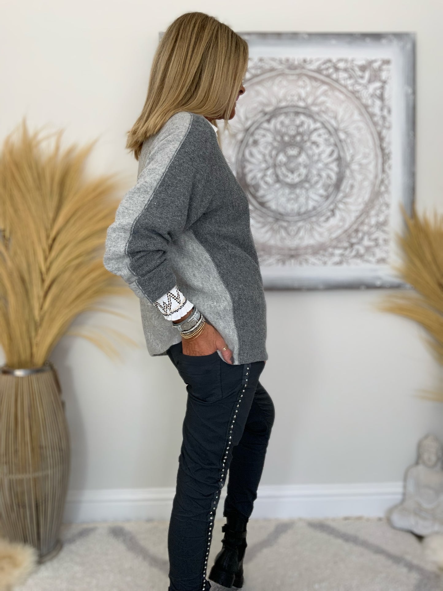 Two-Tone Cashmere Mix Jumper
