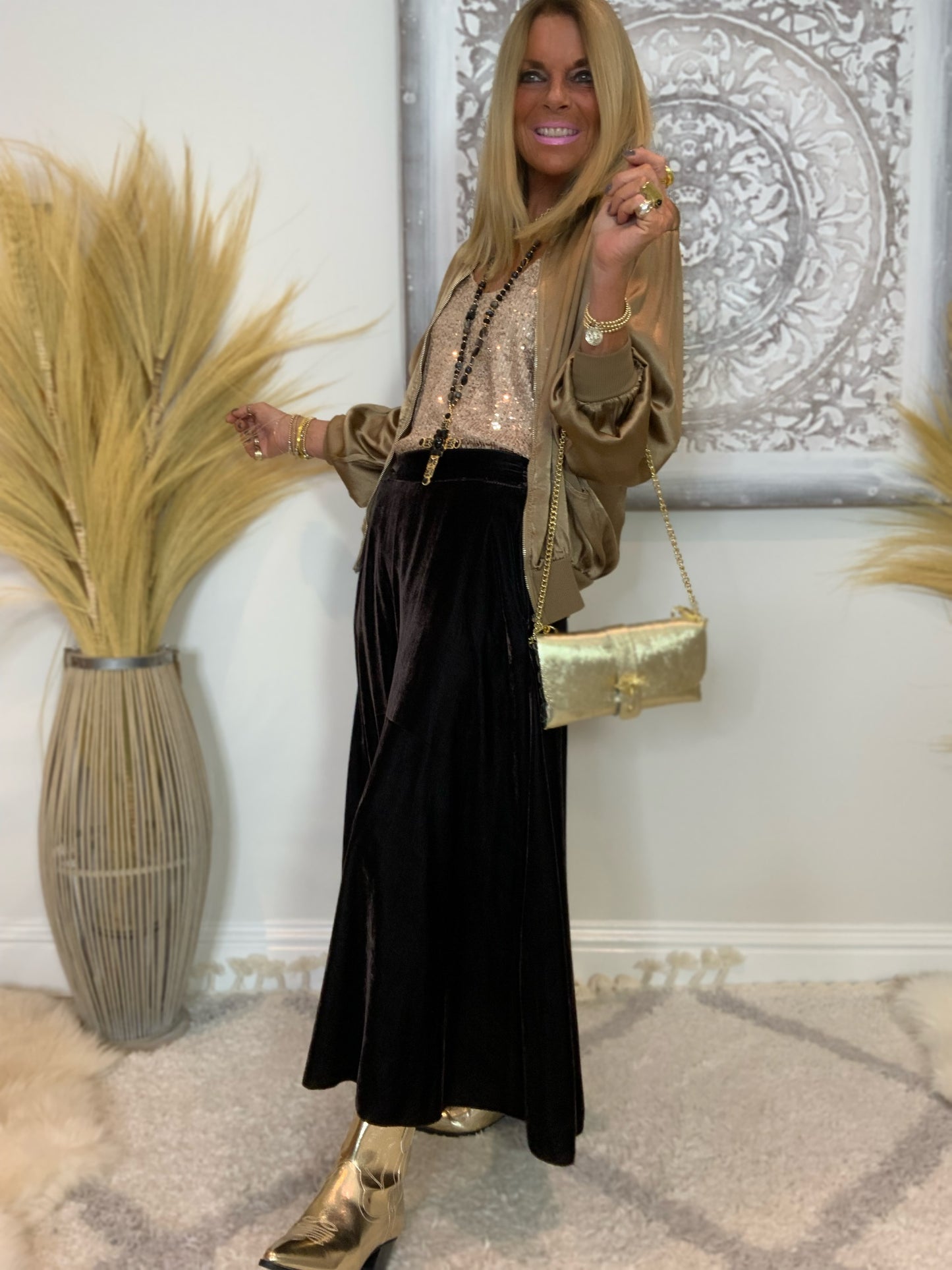 Evie Velvet Maxi Skirt Aubergine