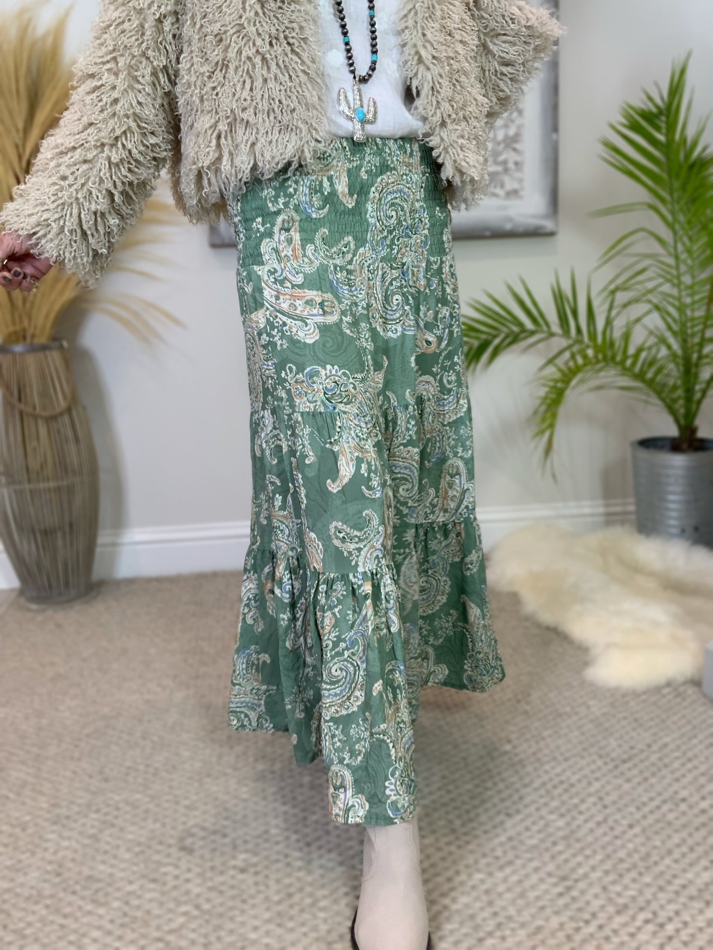 Priscilla Paisley Print Maxi Skirt
