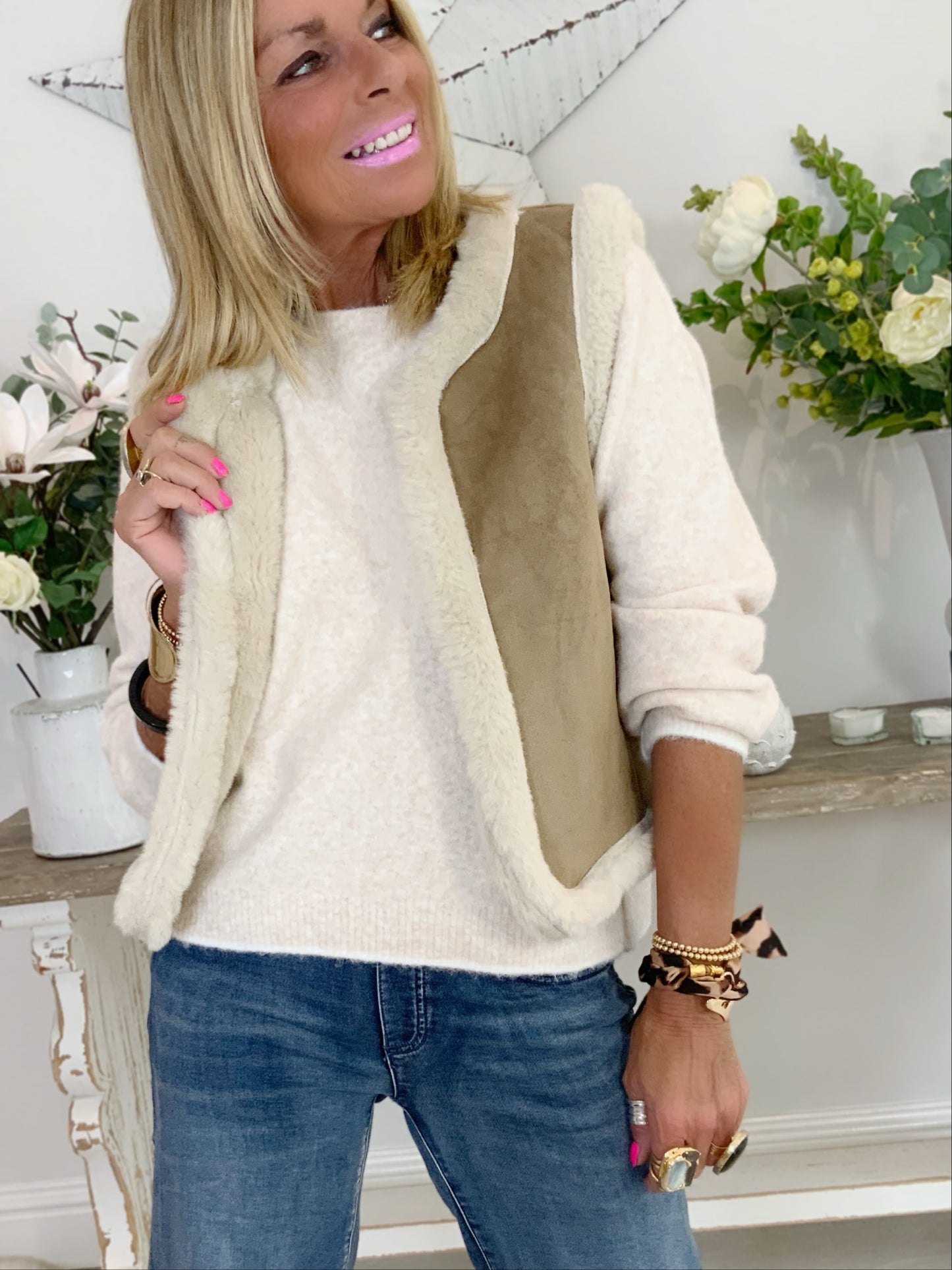 Suedette Fur Trim Gilet