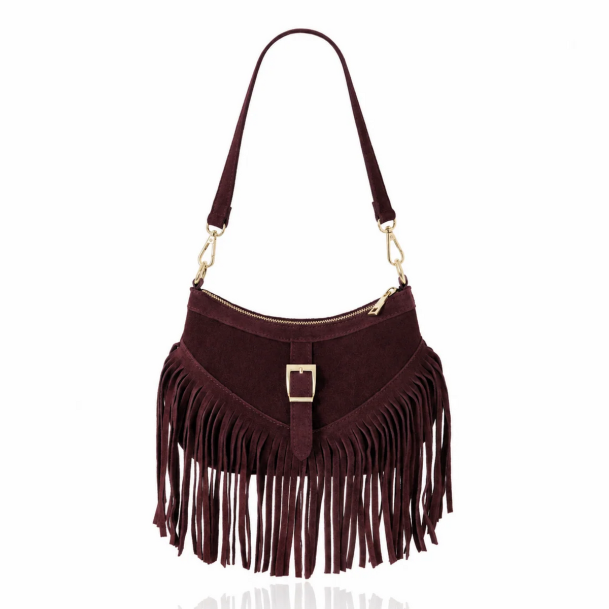 Suede Fringe Shoulder Crossbody Bag