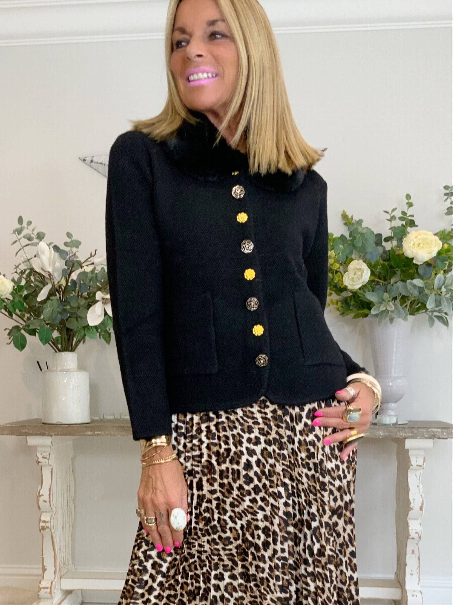 Fur Collar Knit Jacket
