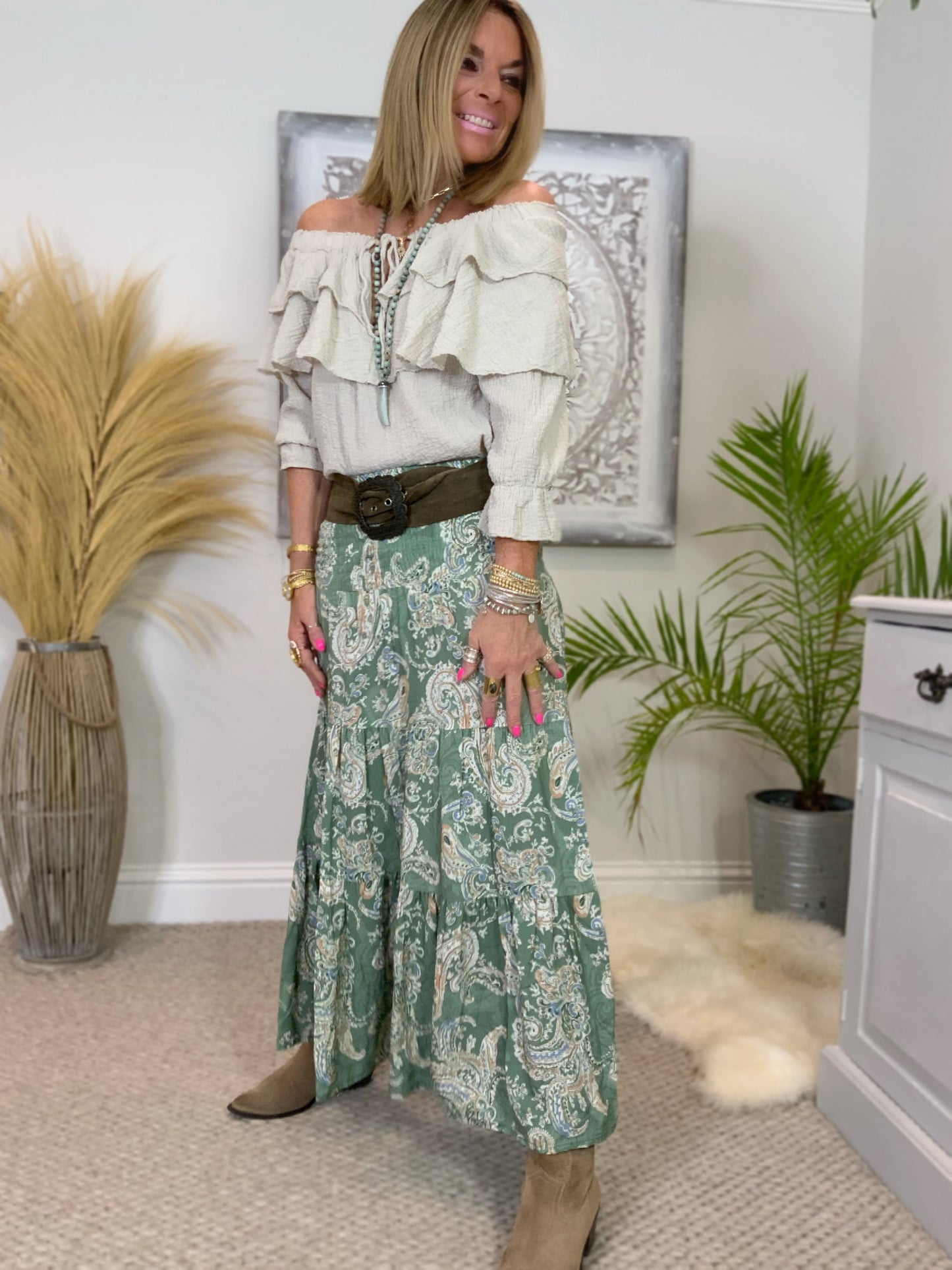 Priscilla Paisley Print Maxi Skirt