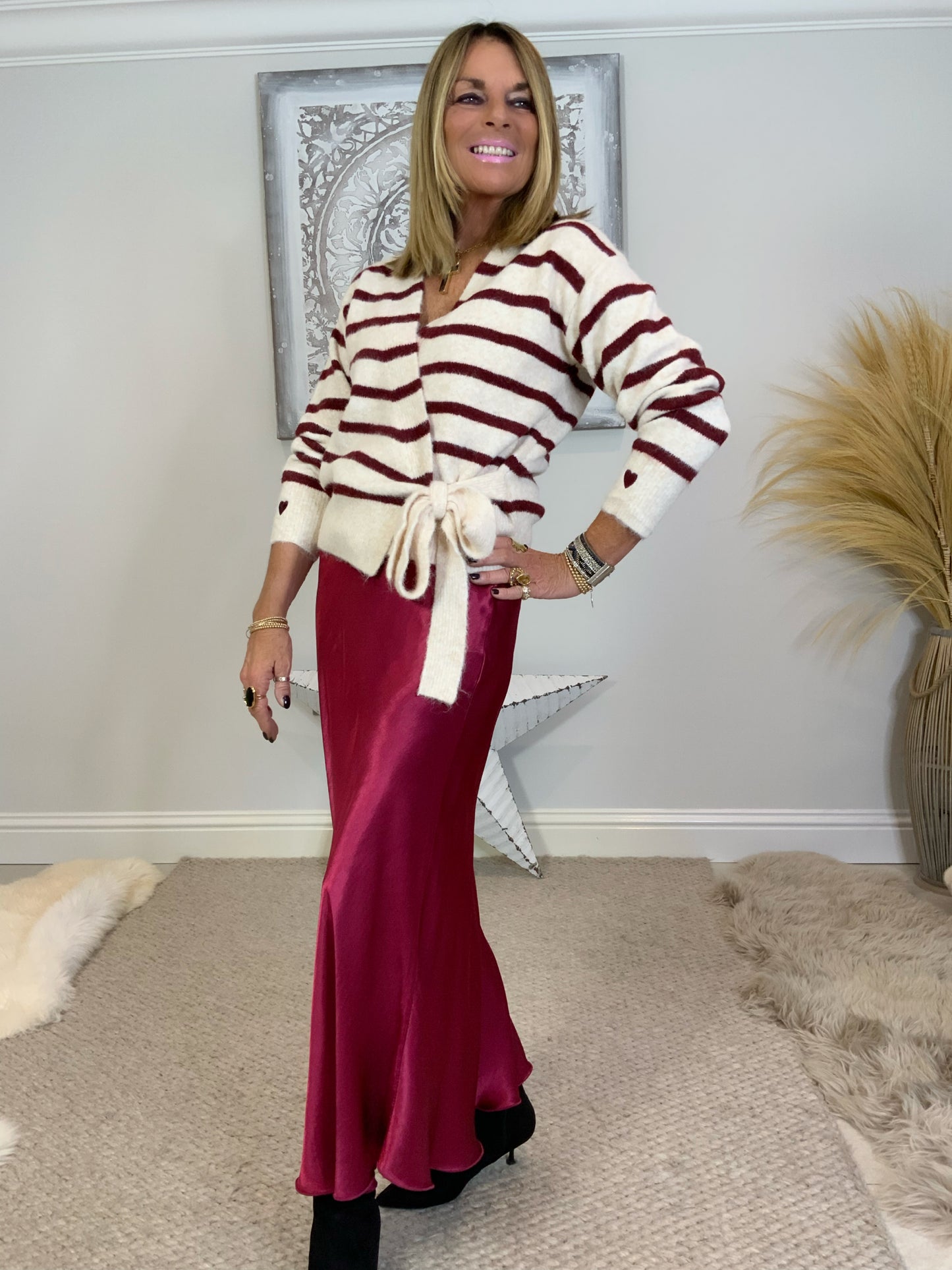 Cross-Over Stripe Cardigan