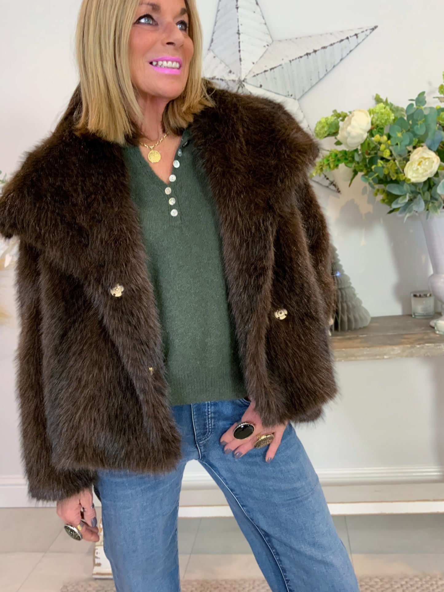 Vintage Fleck Faux Fur Jacket