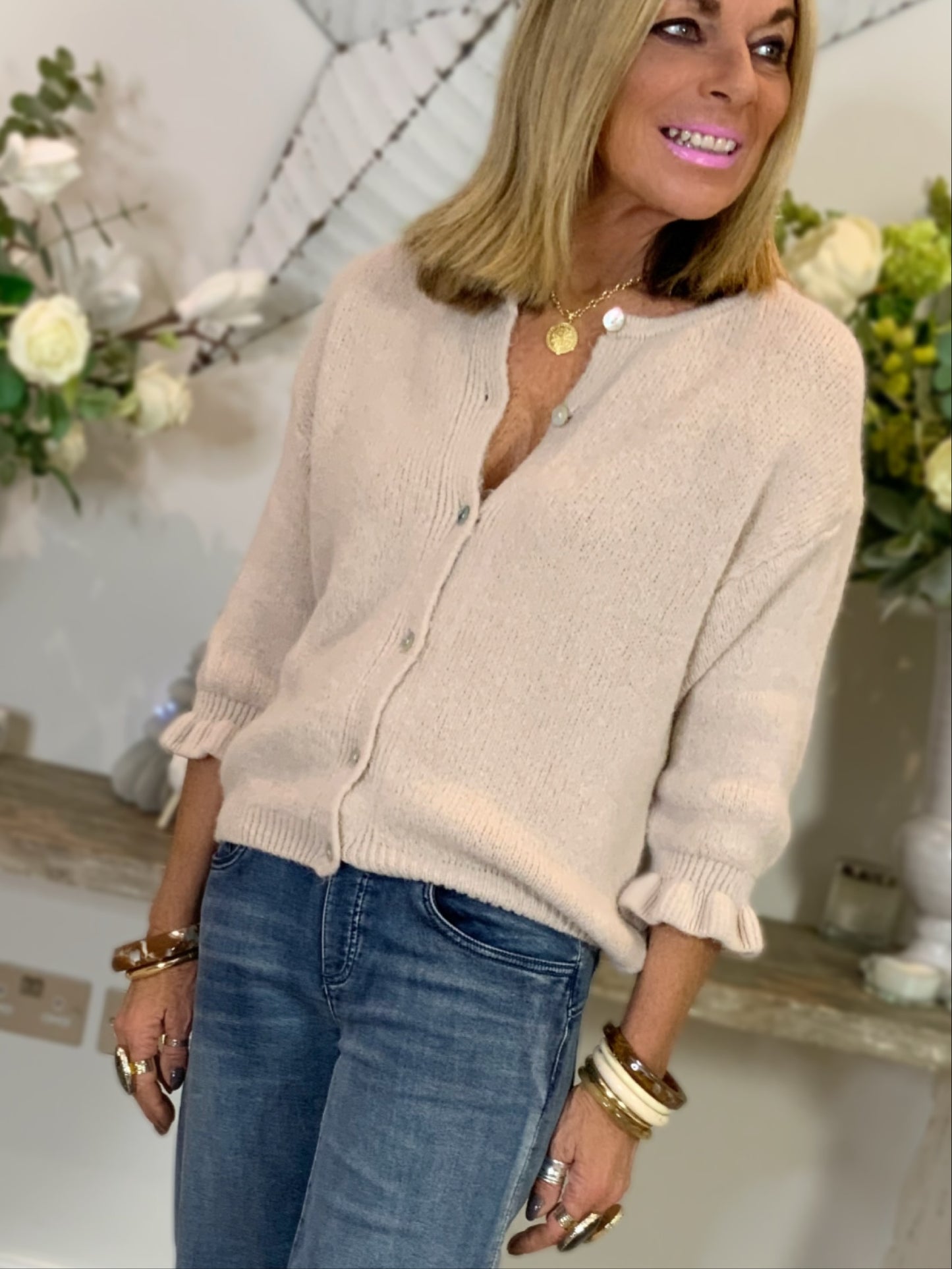 Ruffle Sleeve Cardigan