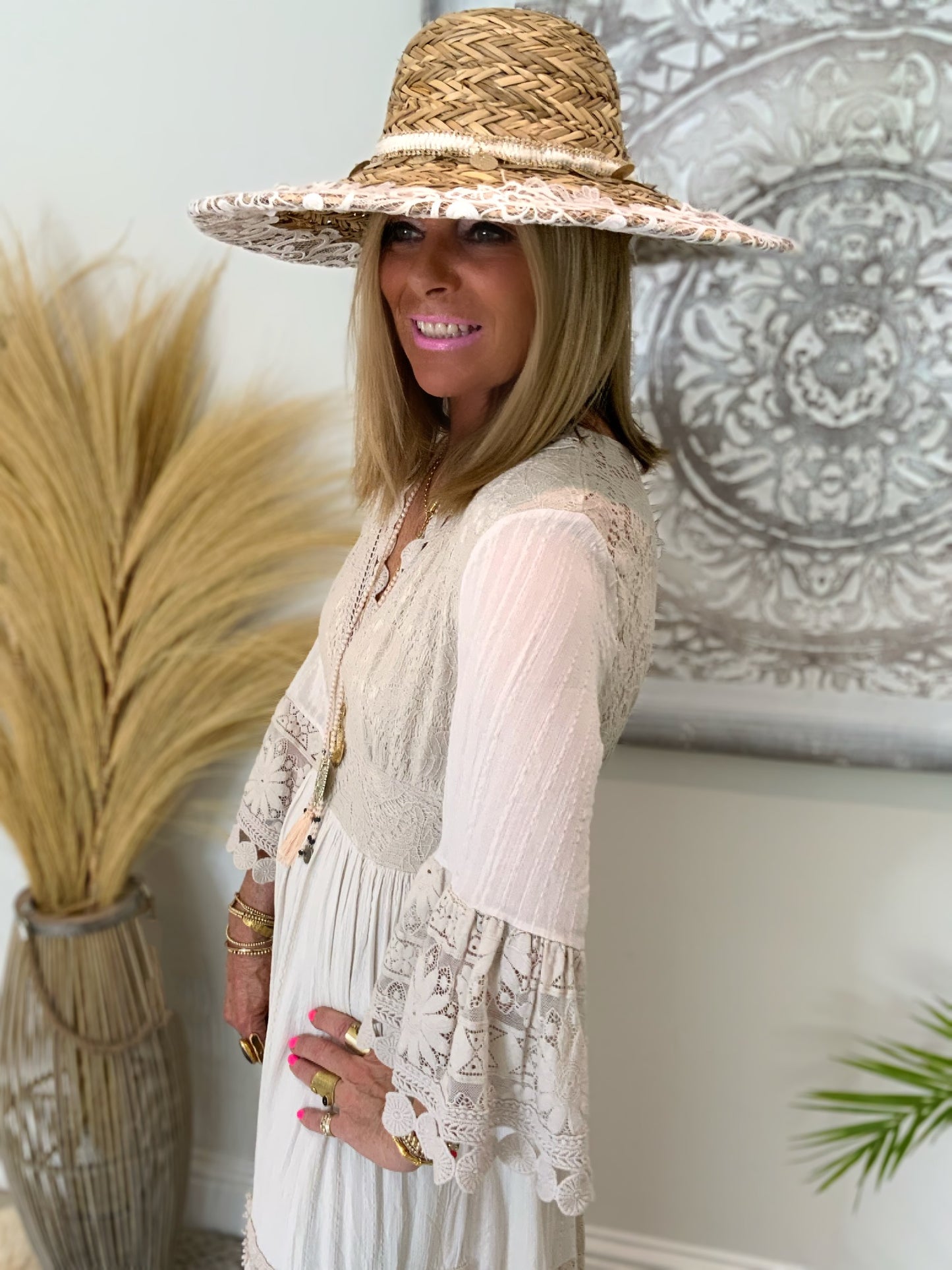 Lace Straw Hat