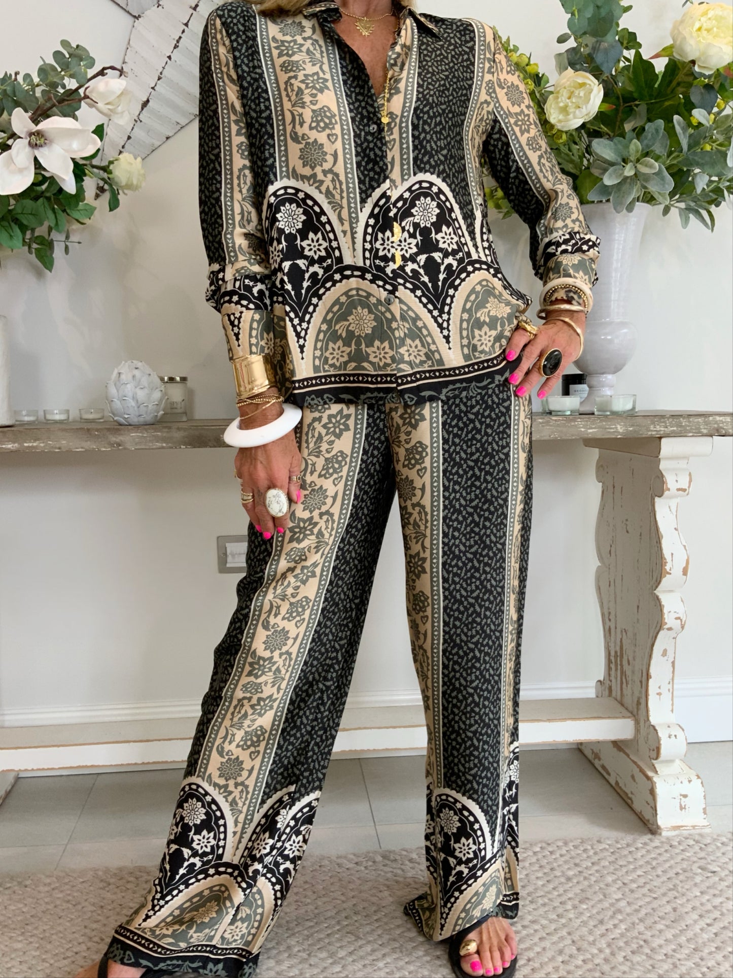 Issy Wide-Leg Print Trouser
