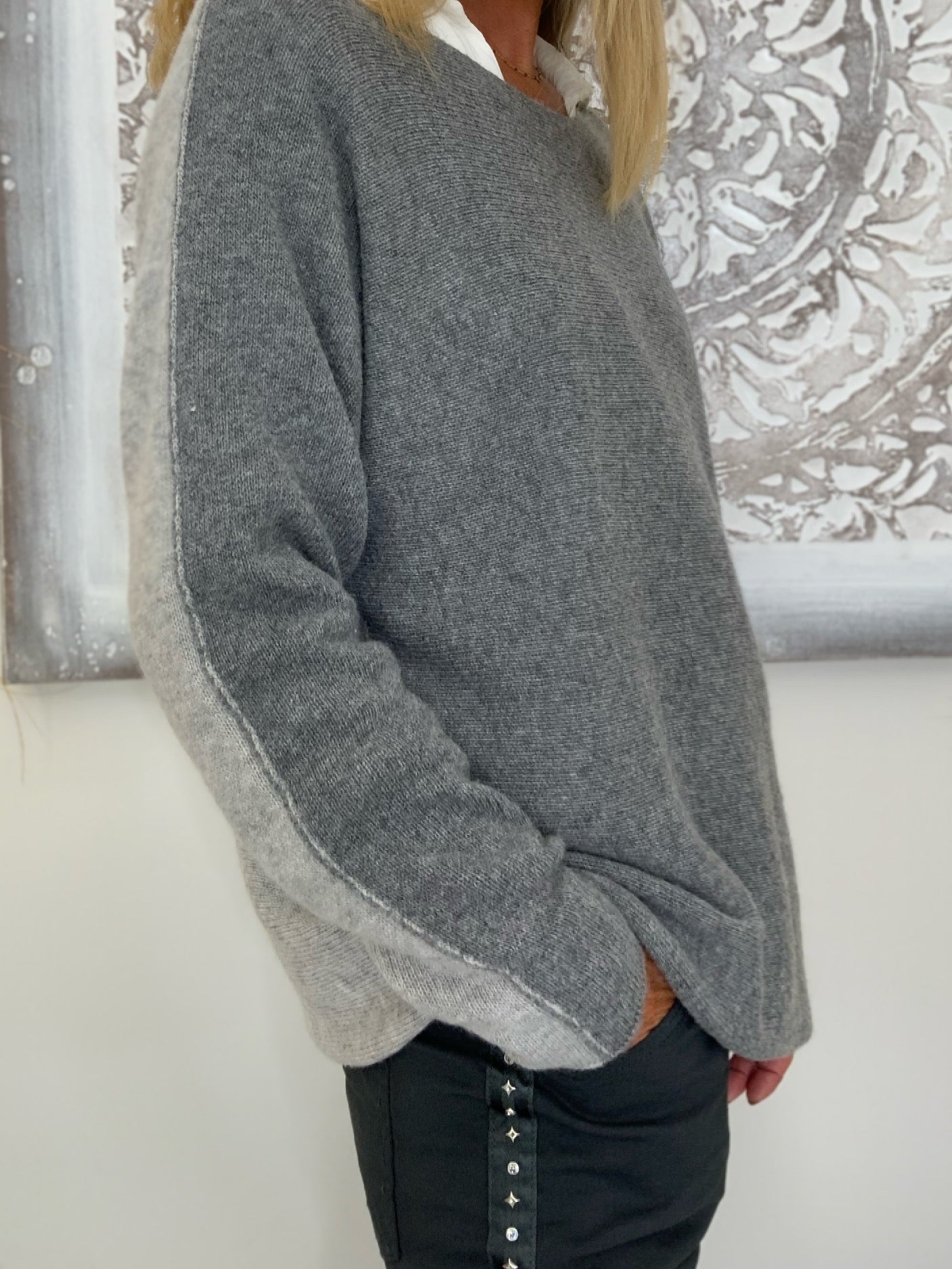 Two-Tone Cashmere Mix Jumper