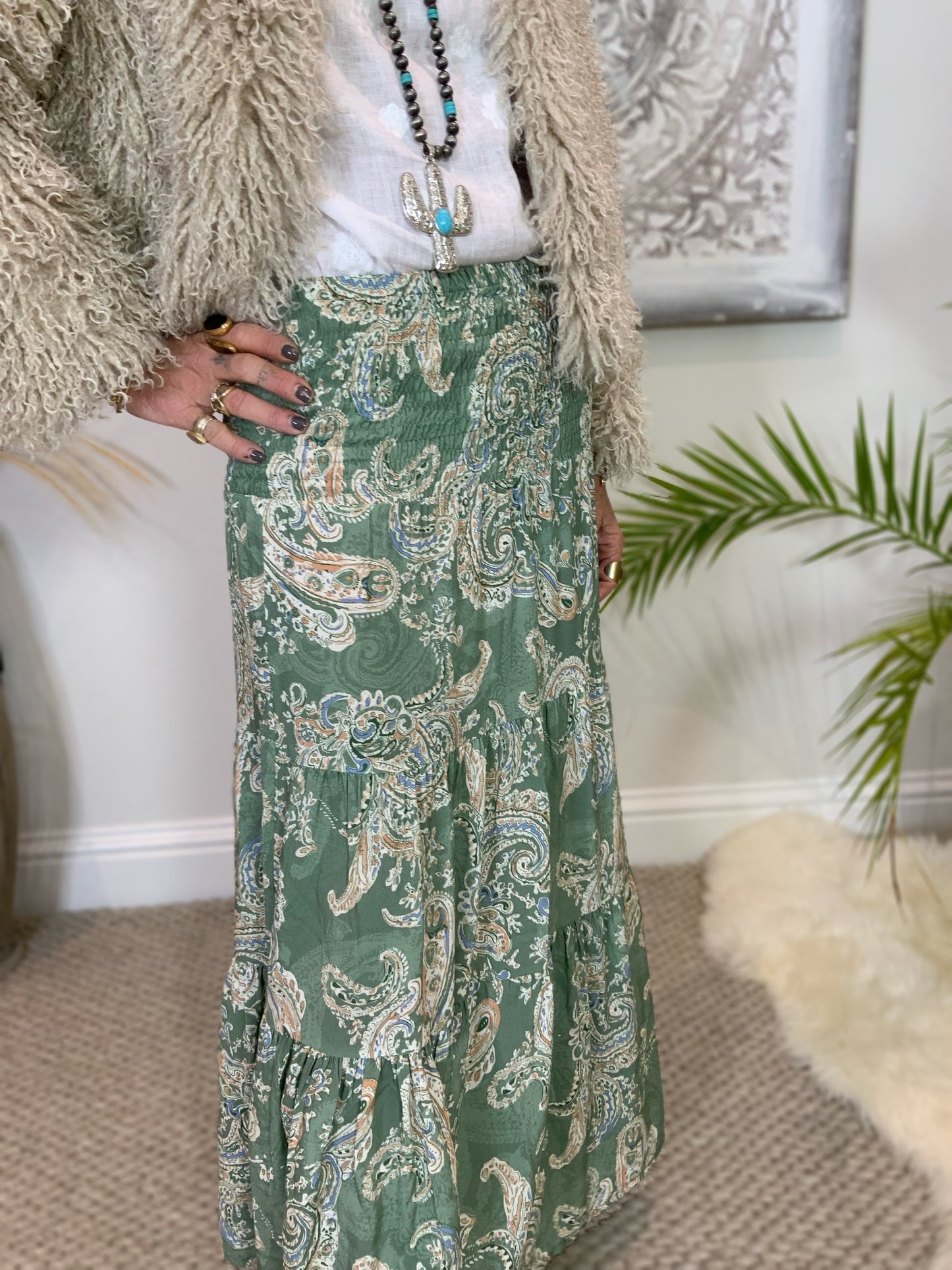 Priscilla Paisley Print Maxi Skirt