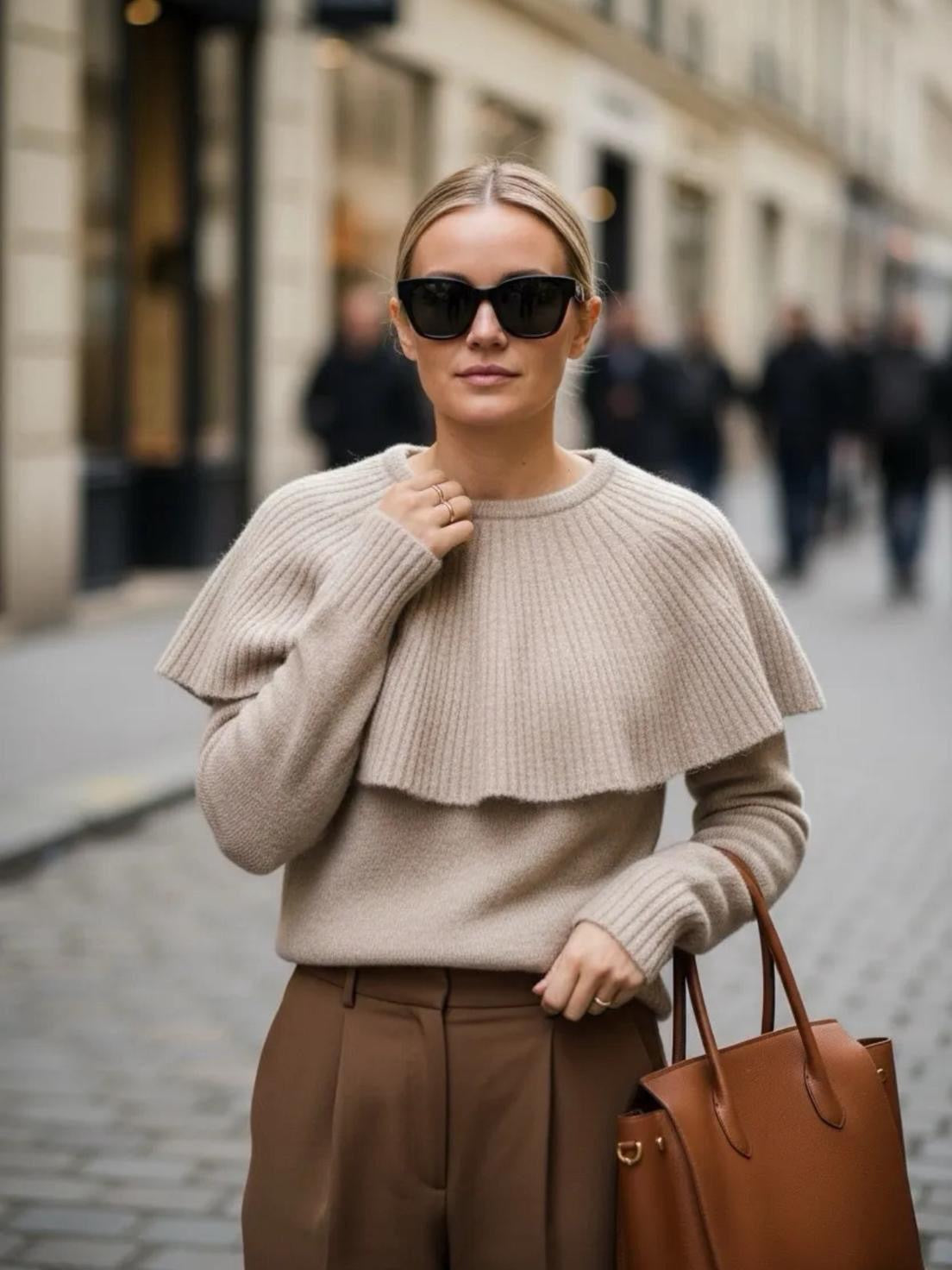 Anya Ribbed Yoke-Neck Jumper