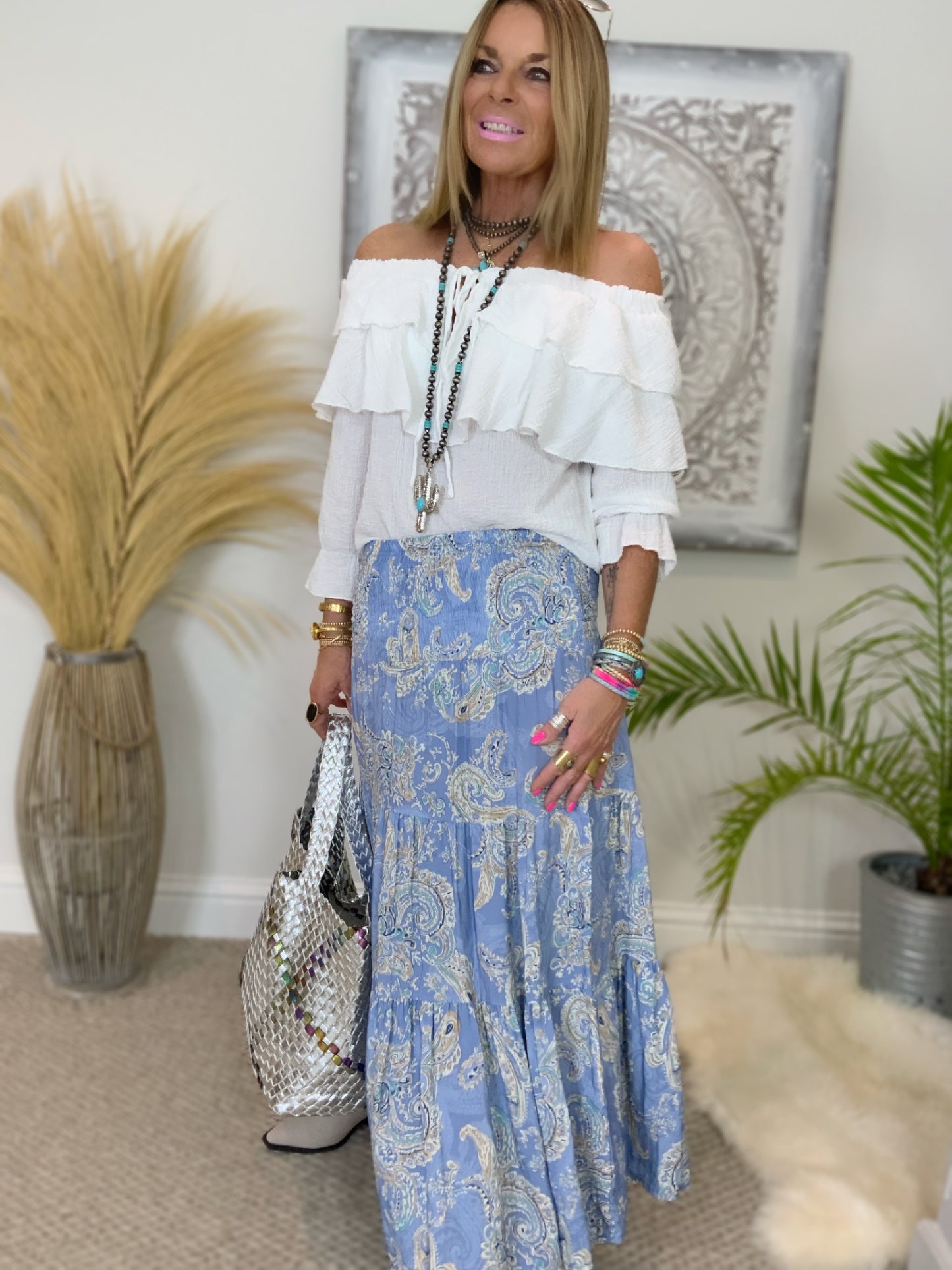 Priscilla Paisley Print Maxi Skirt