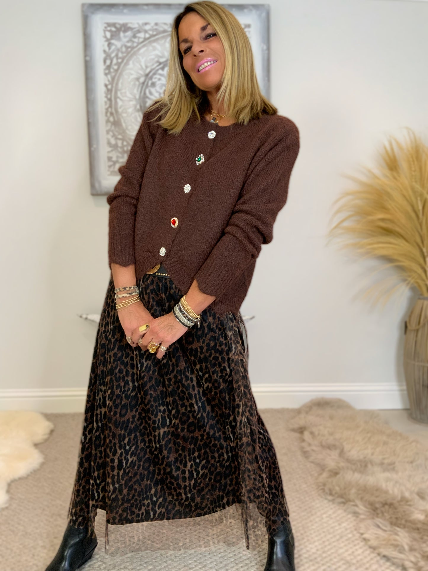 Diamante Button Cardigan