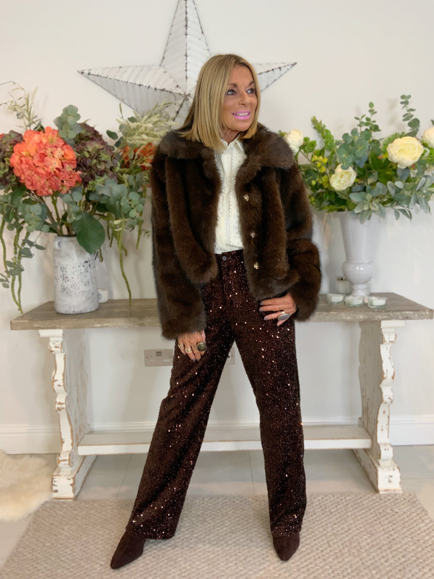 Collared Faux Fur Jacket