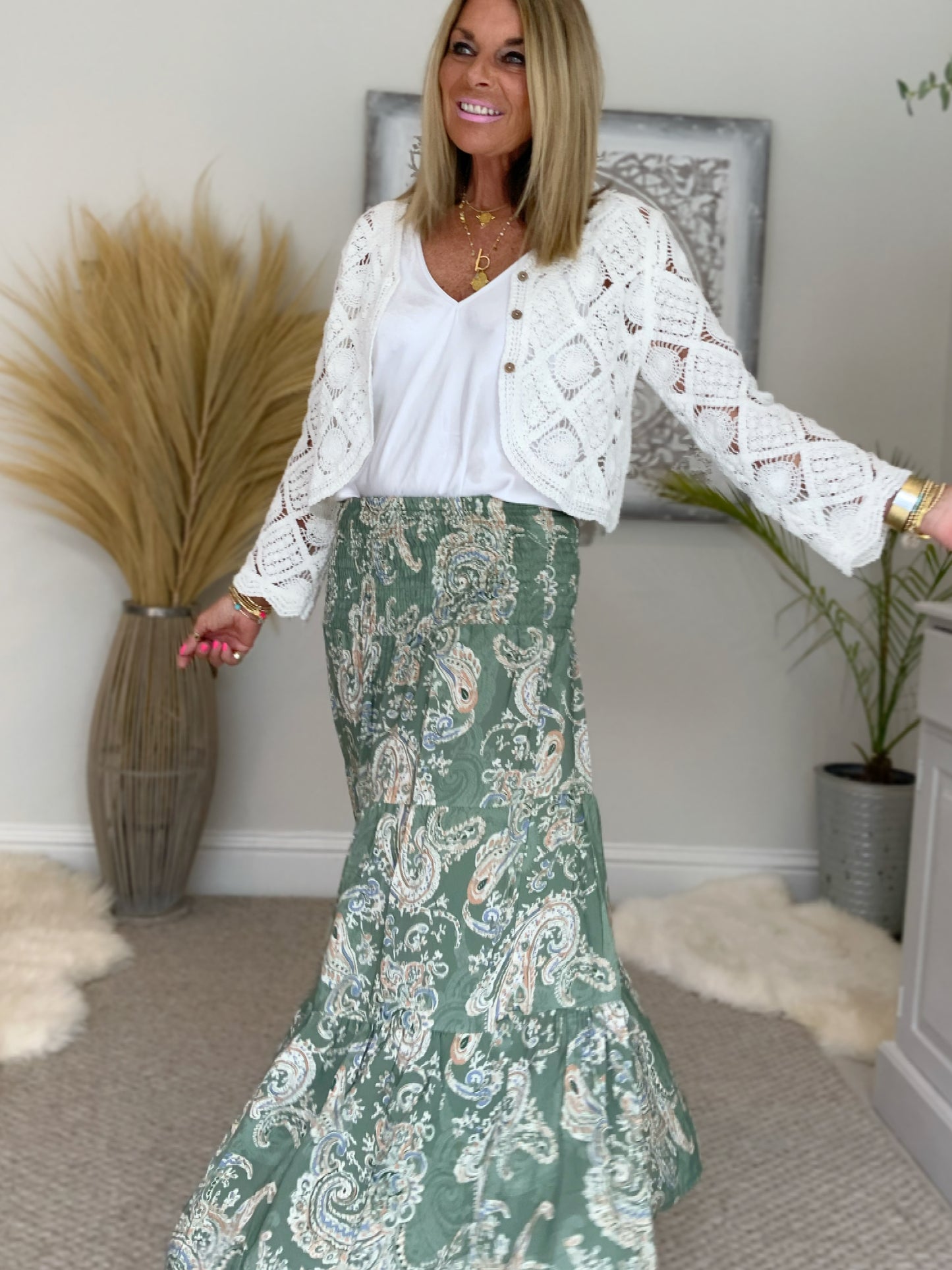 Priscilla Paisley Print Maxi Skirt