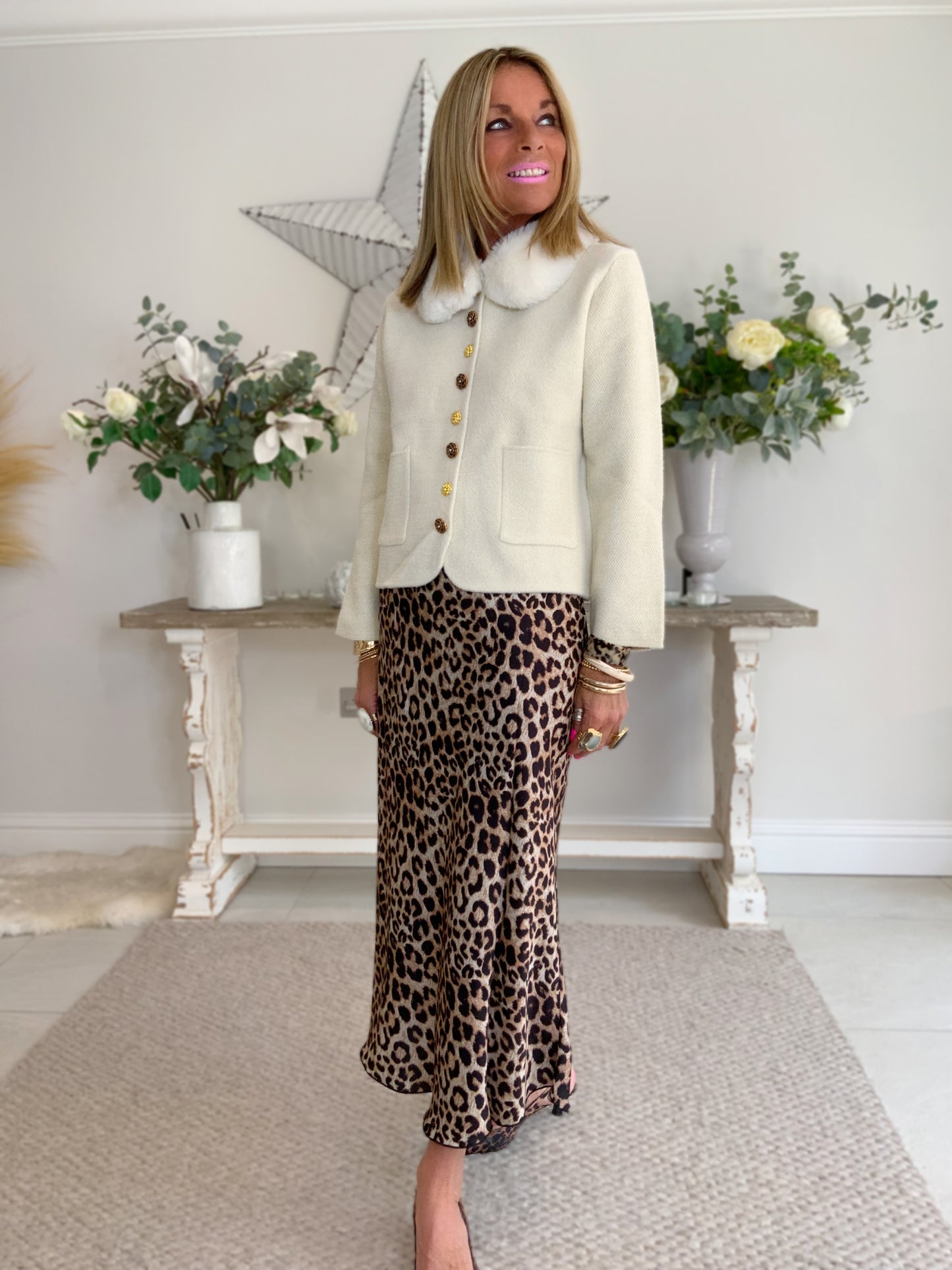 Leopard Print Midi Skirt