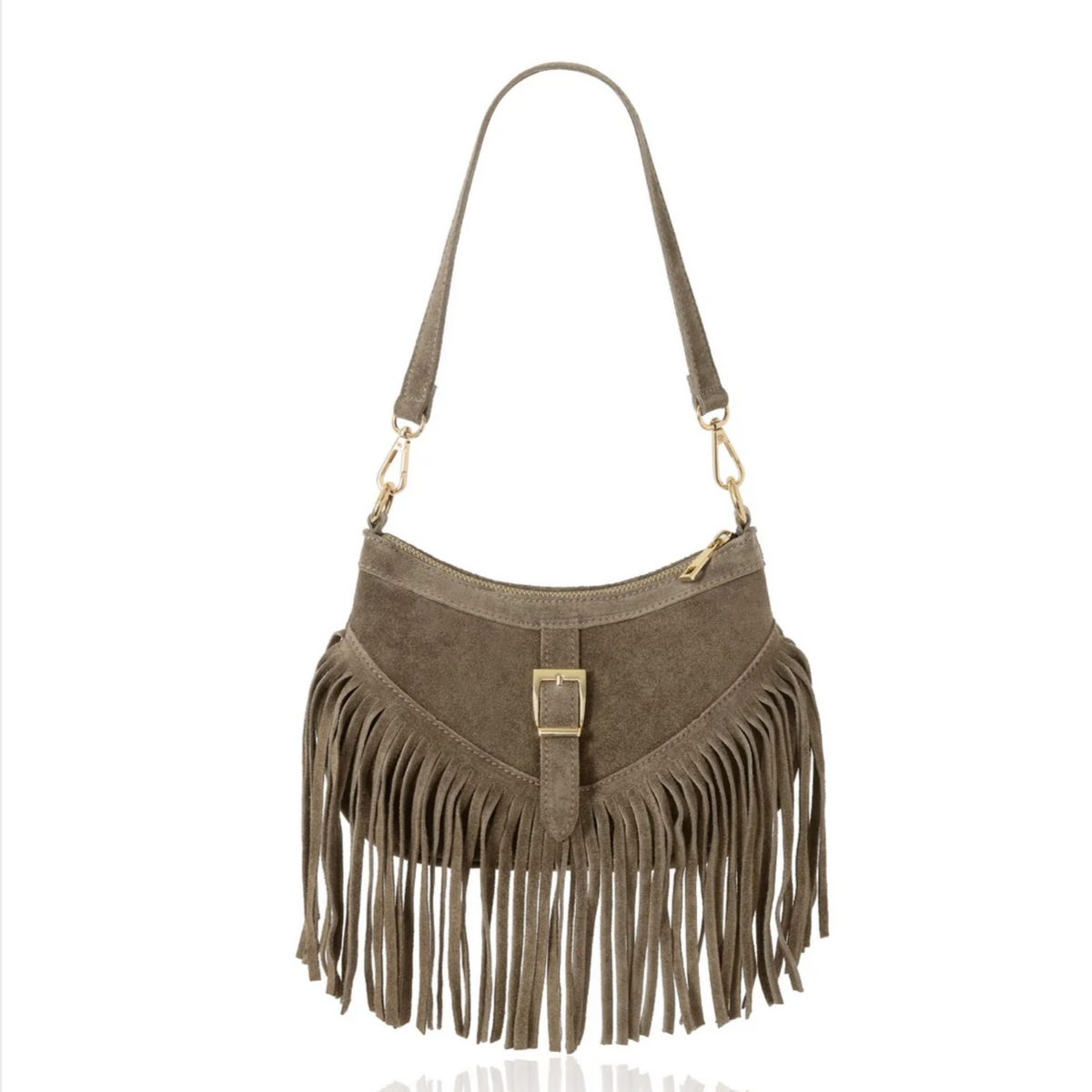 Suede Fringe Shoulder Crossbody Bag