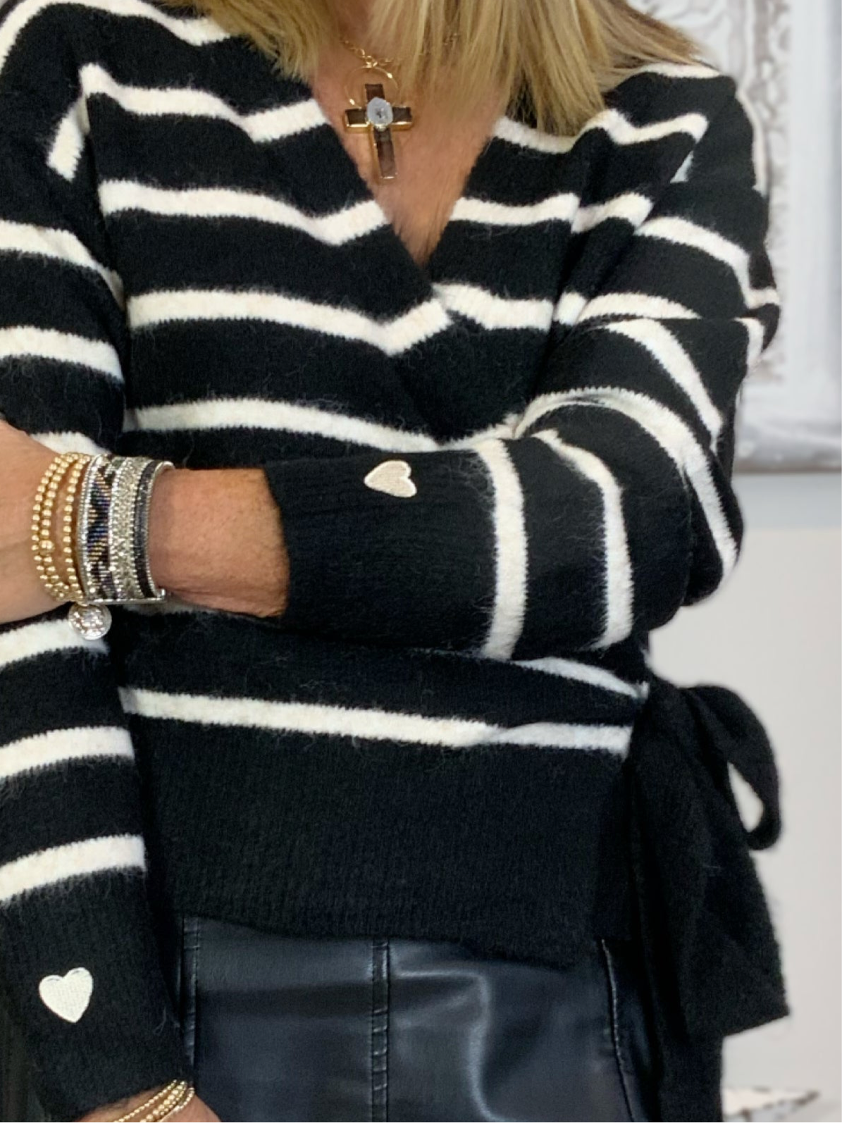 Cross-Over Stripe Cardigan
