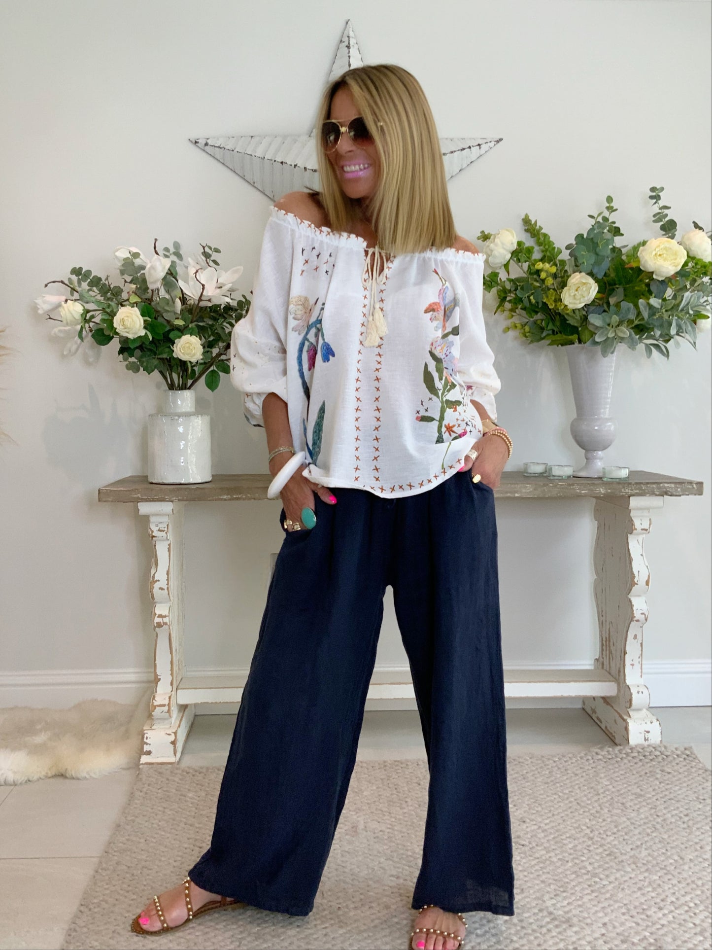 Bardot Floral Print Top