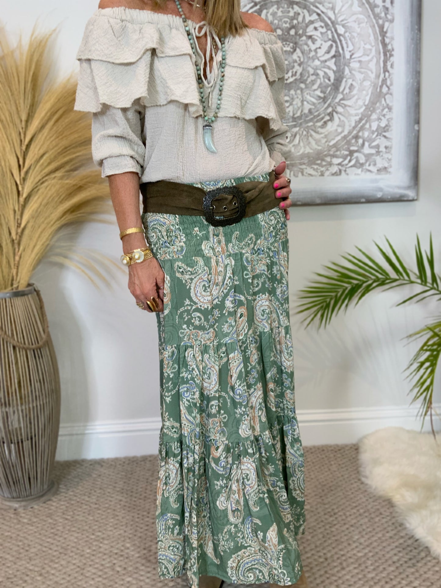 Priscilla Paisley Print Maxi Skirt