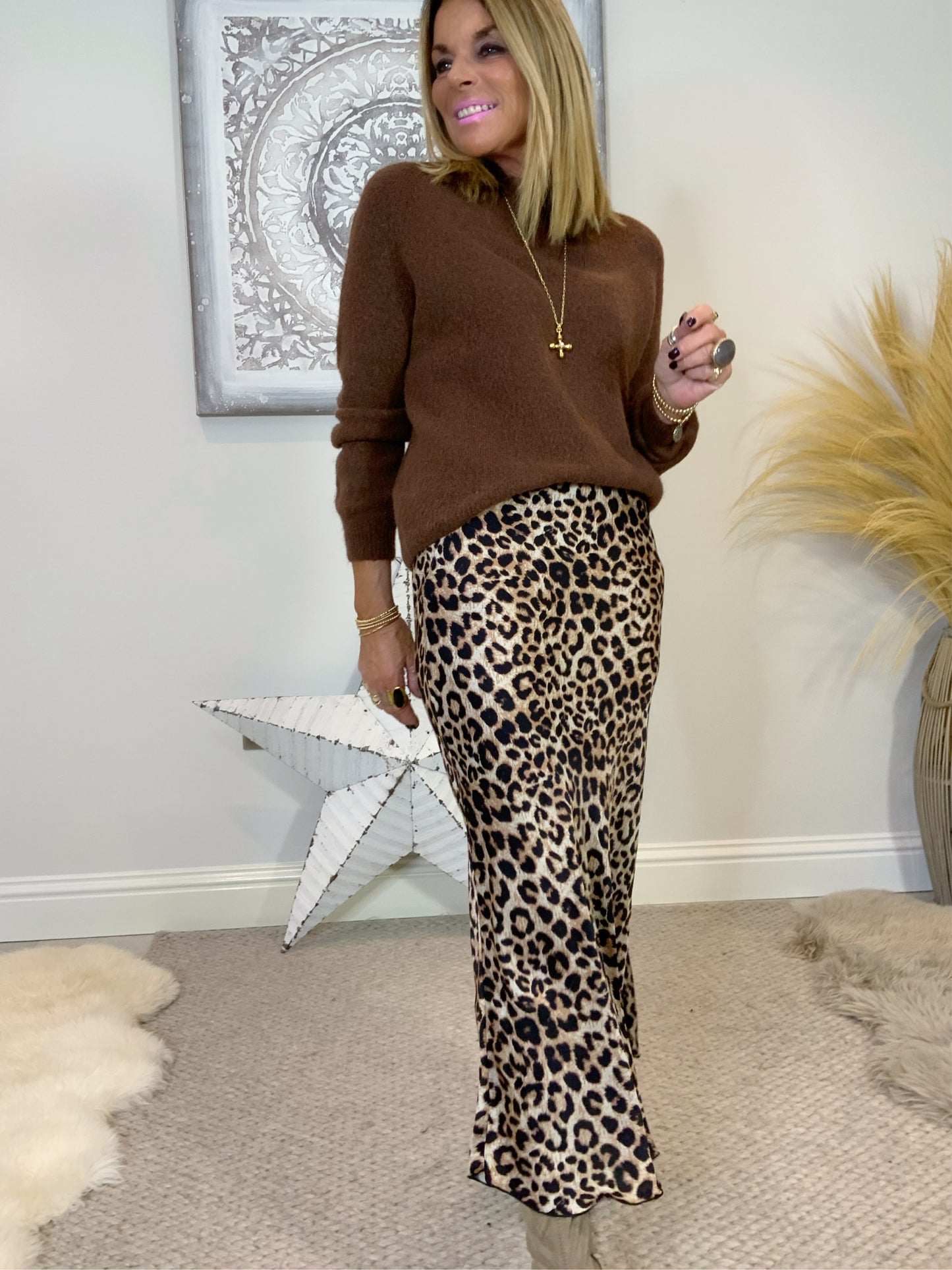 Leopard Print Midi Skirt
