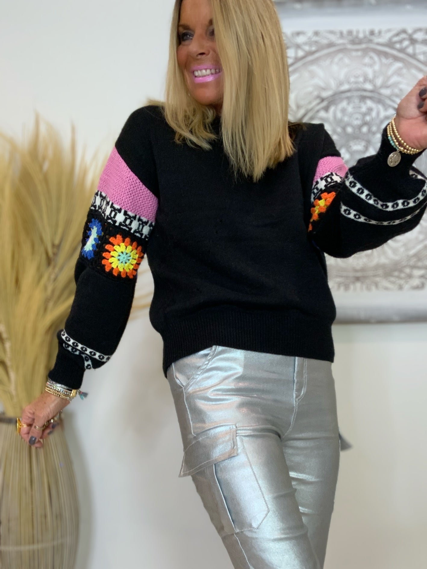 Marita Crochet Sleeve Jumper