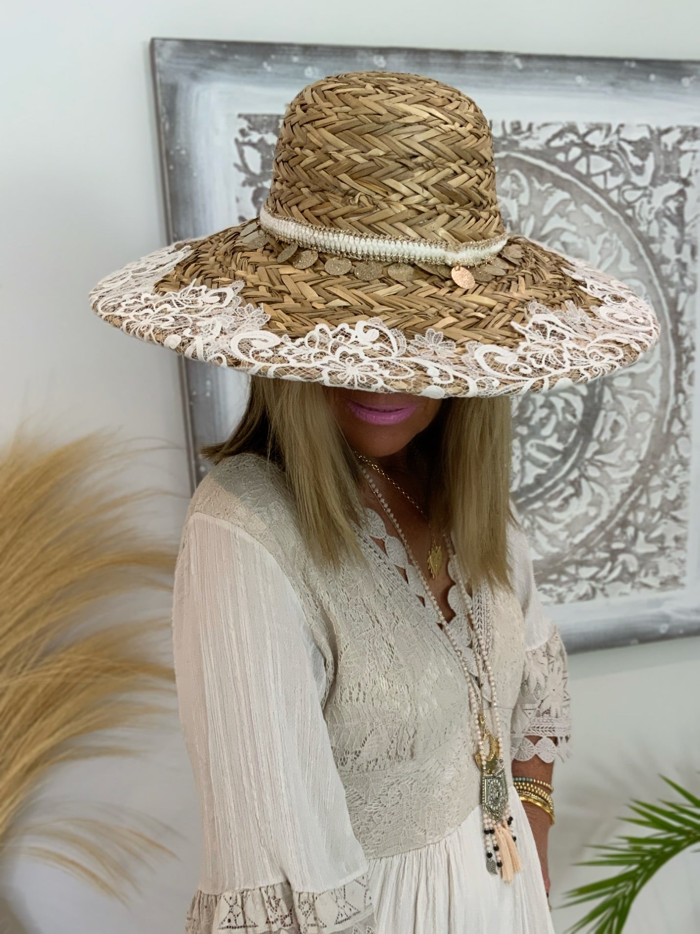 Lace Straw Hat