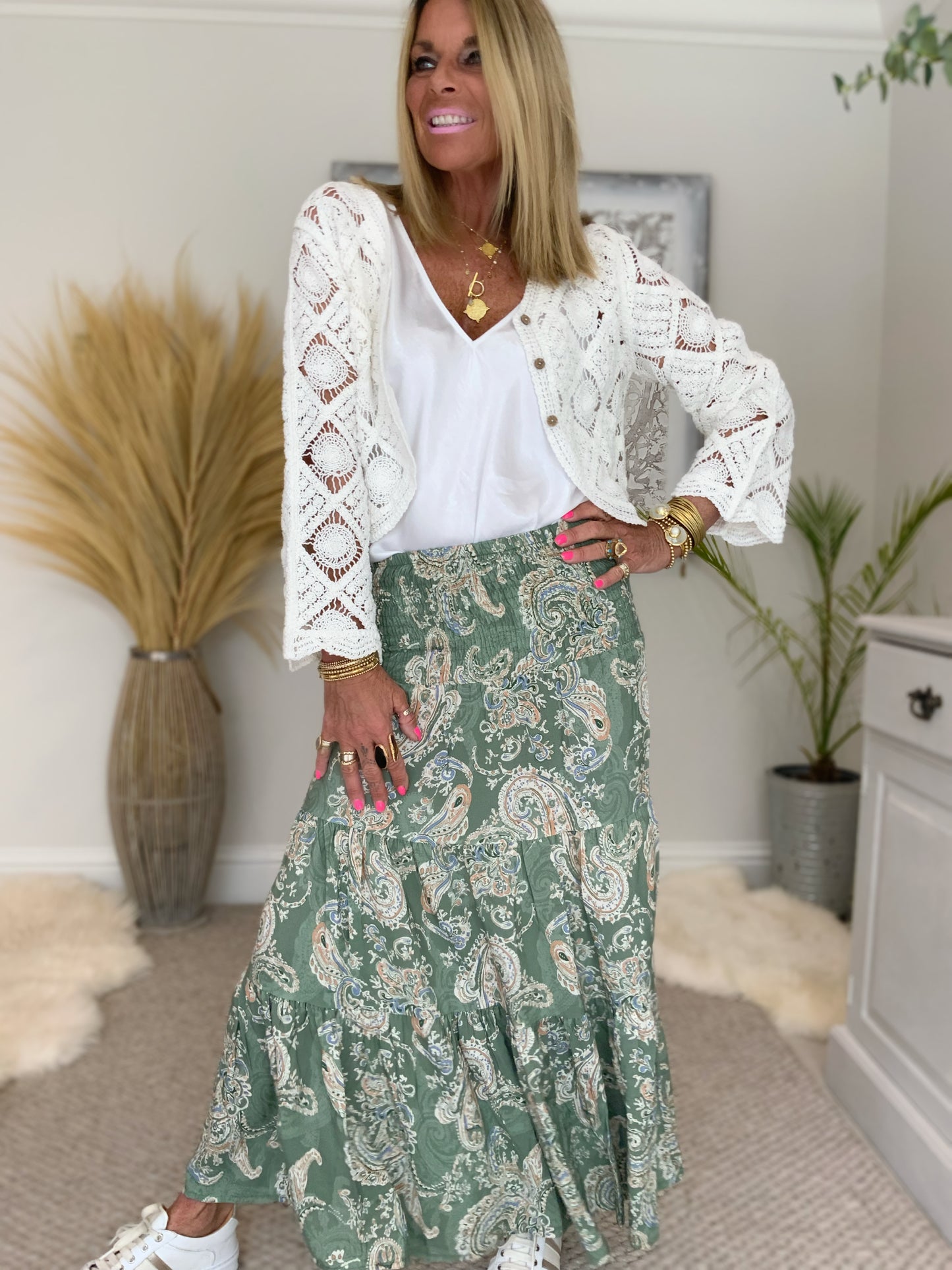 Priscilla Paisley Print Maxi Skirt