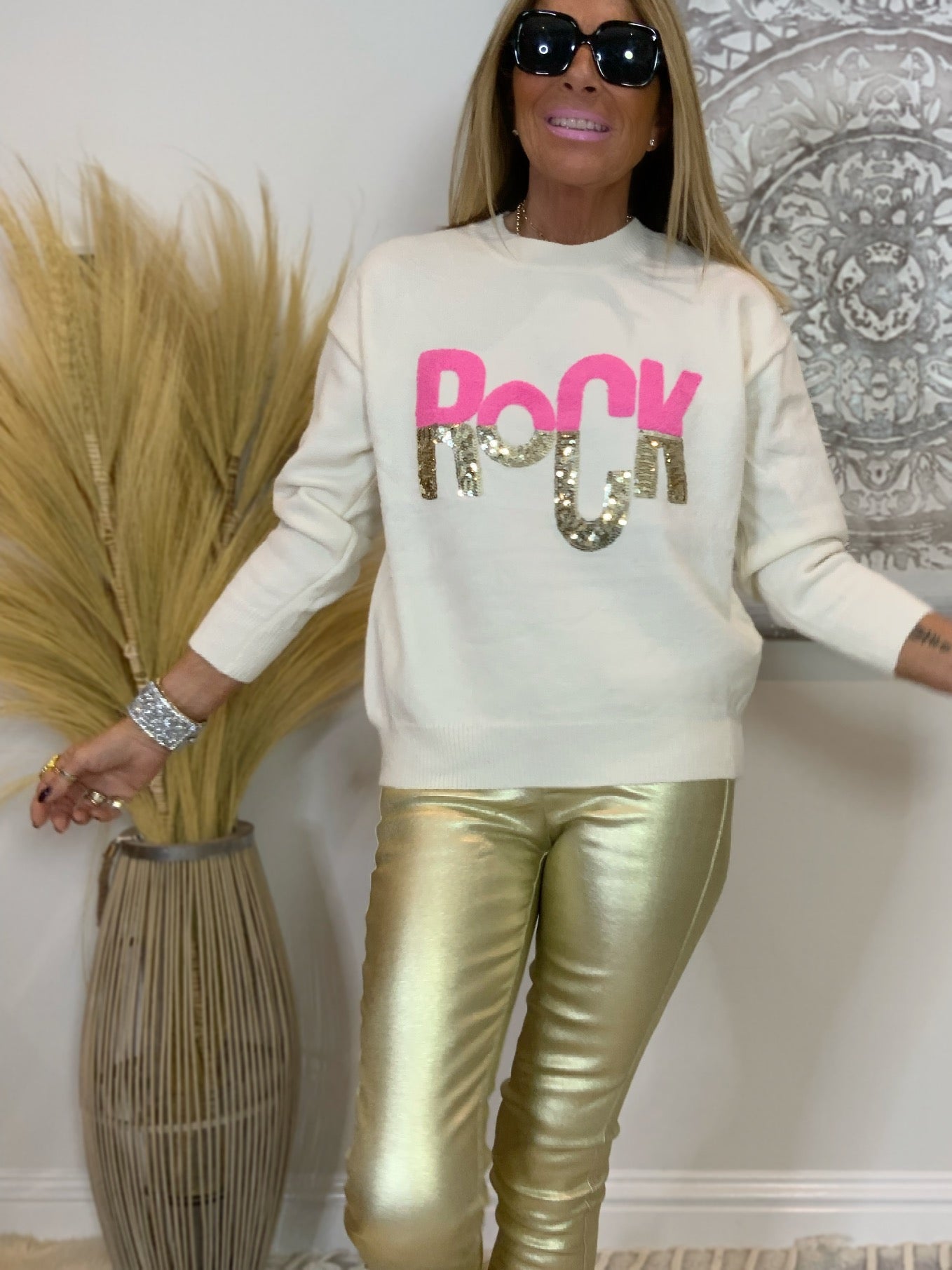 White and hot sale gold jumper