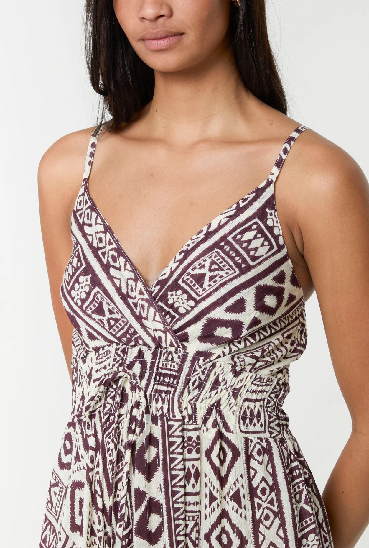 AZTEC FRILL HEM MAXI DRESS