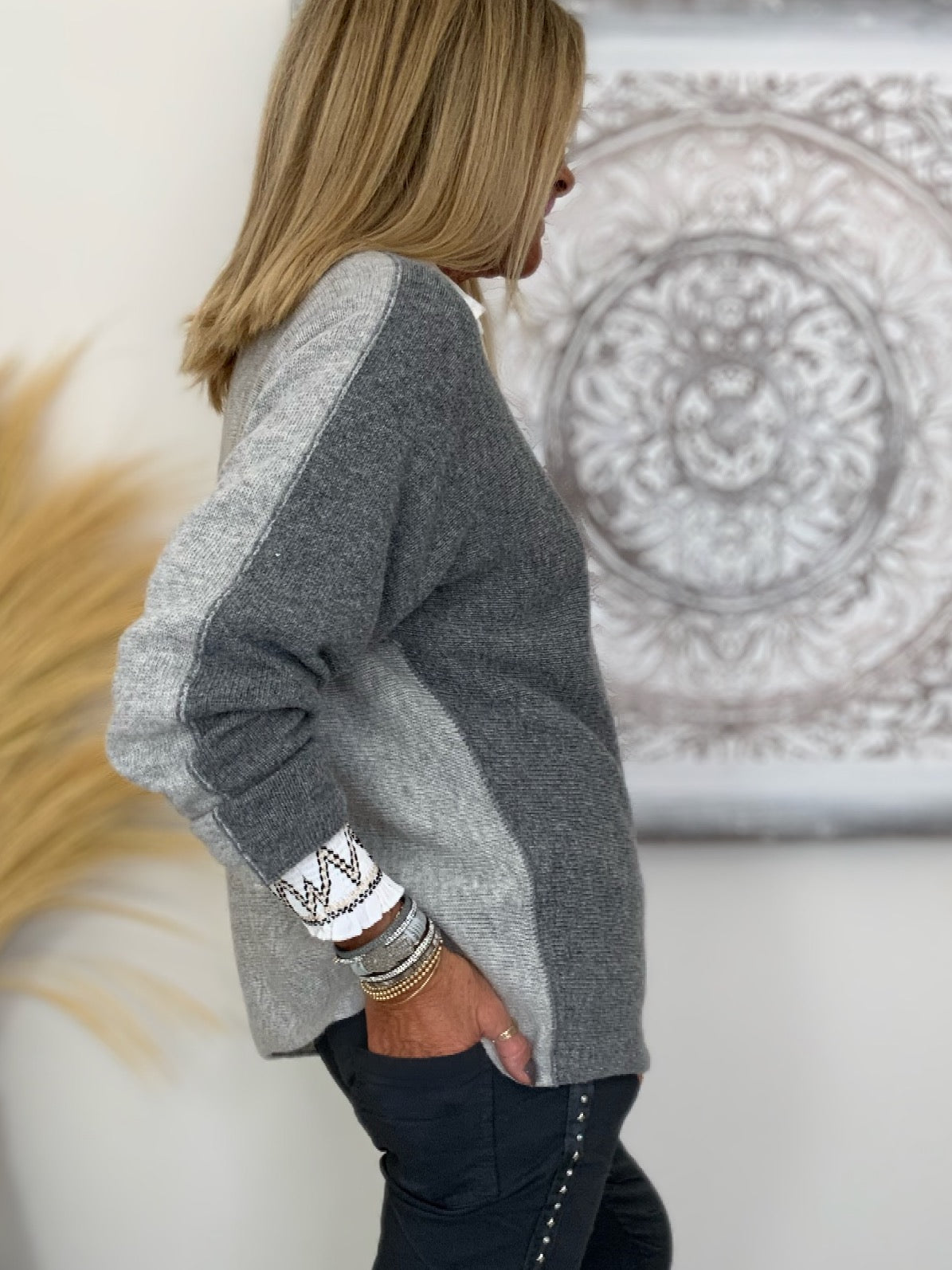 Two-Tone Cashmere Mix Jumper