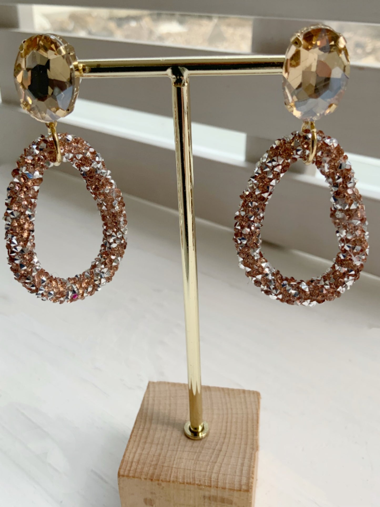 Blush Sparkle Hoop Earrings