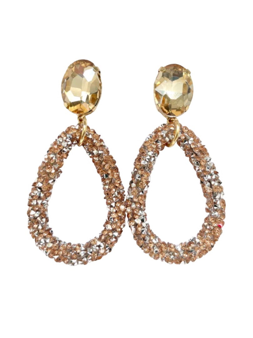 Blush Sparkle Hoop Earrings