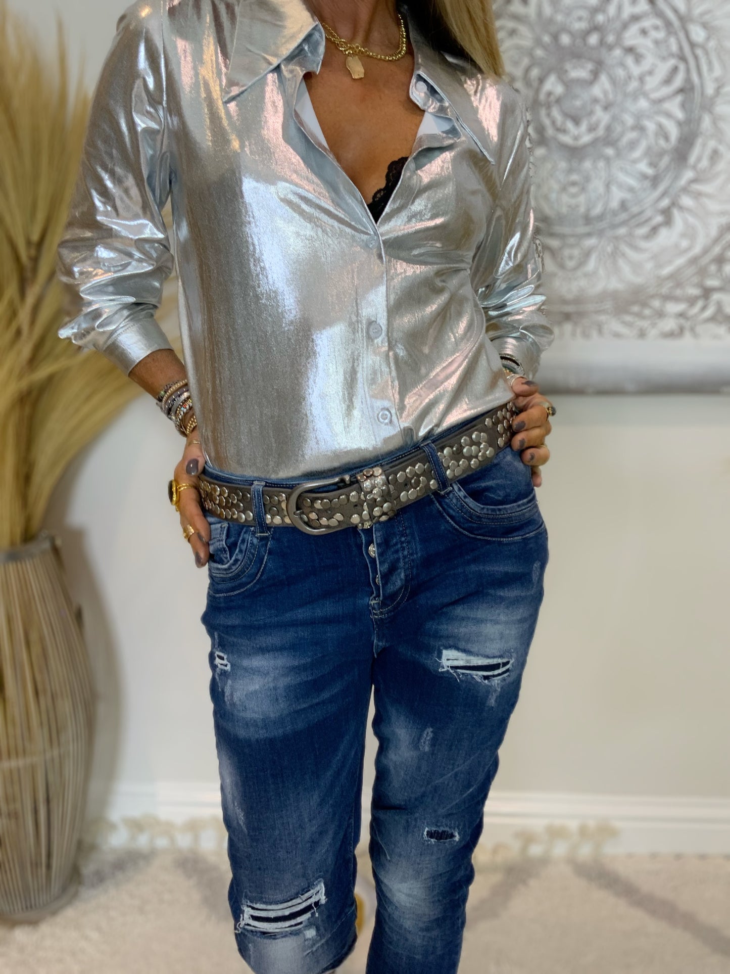 Metallic Silver Shirt