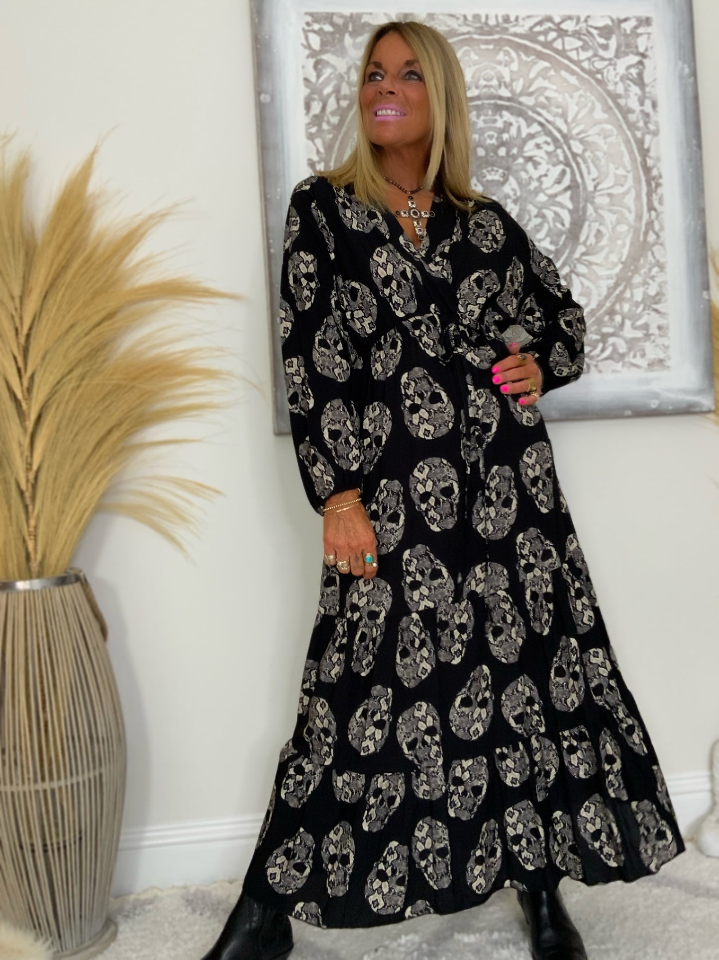 Skull Print Maxi Dress