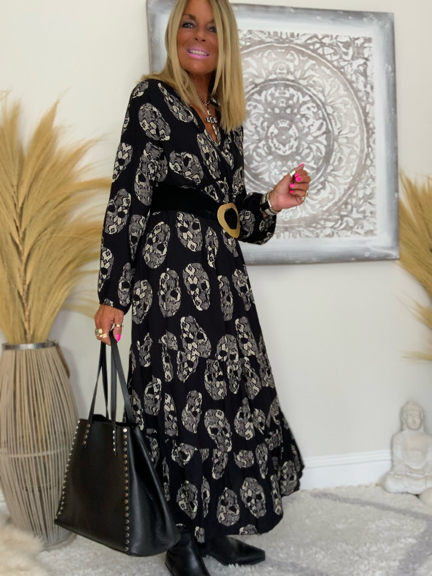 Skull Print Maxi Dress