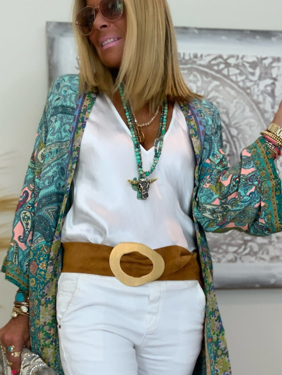 Gold Buckle Suede Belt