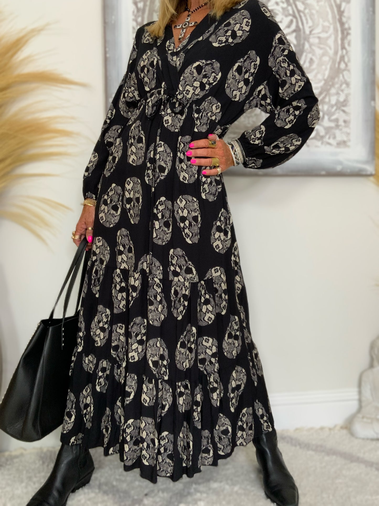 Skull Print Maxi Dress
